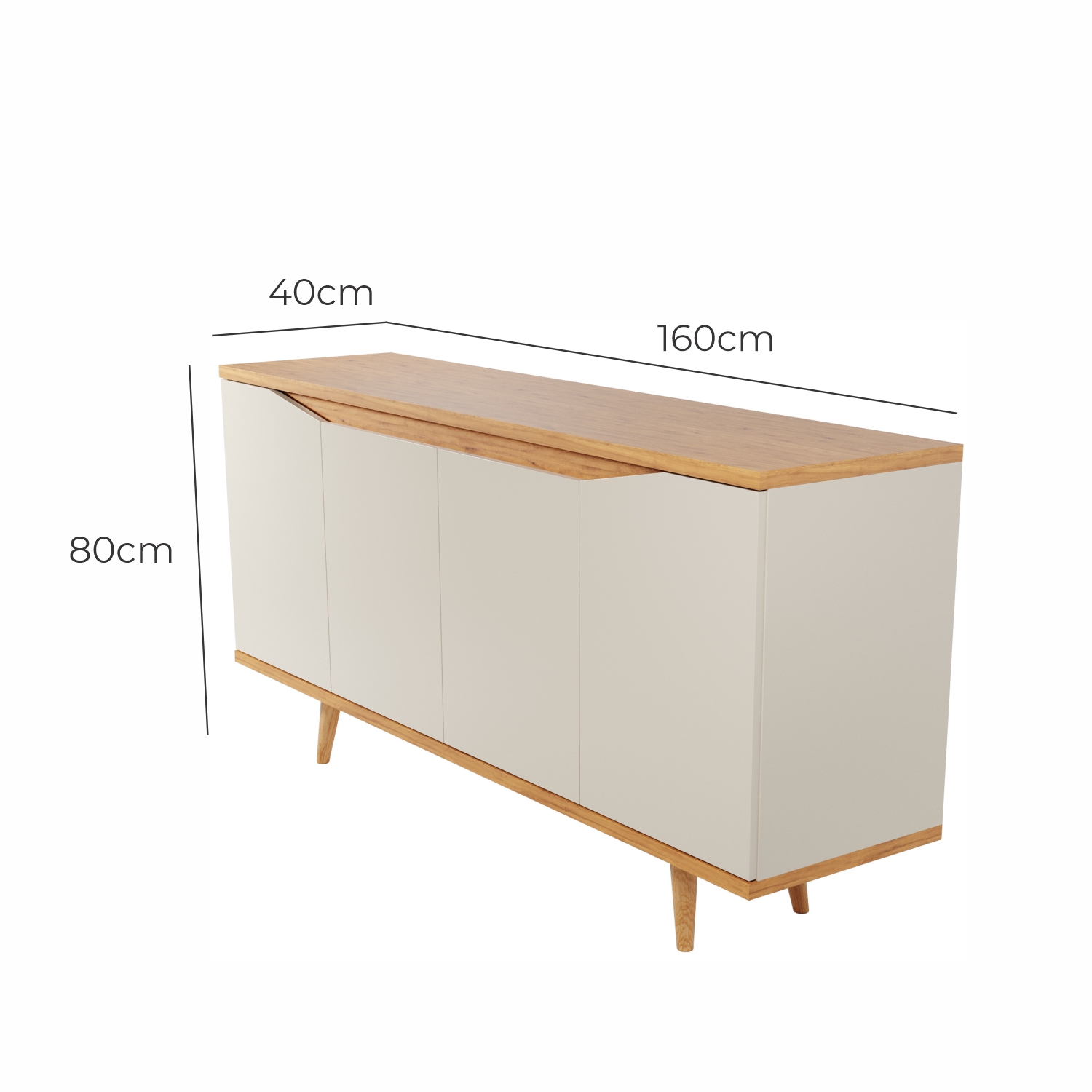Buffet Aparador Pass 4 Portas Babus - Off White / Noce
