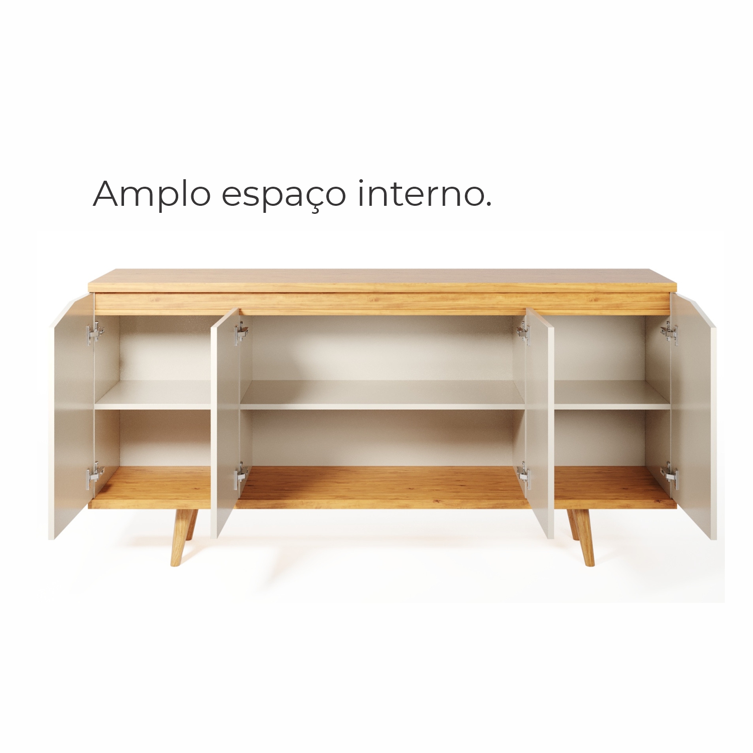Buffet Aparador Pass 4 Portas Babus - Off White / Noce