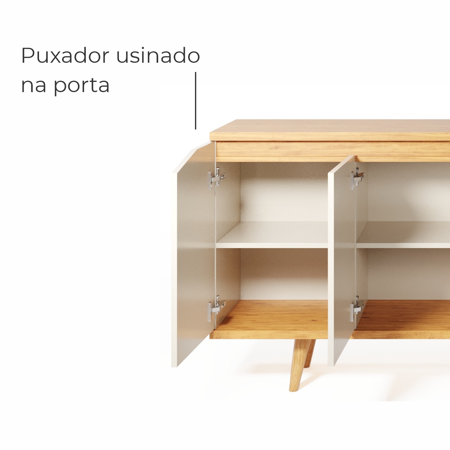 Buffet Aparador Pass 4 Portas Babus - Off White / Noce