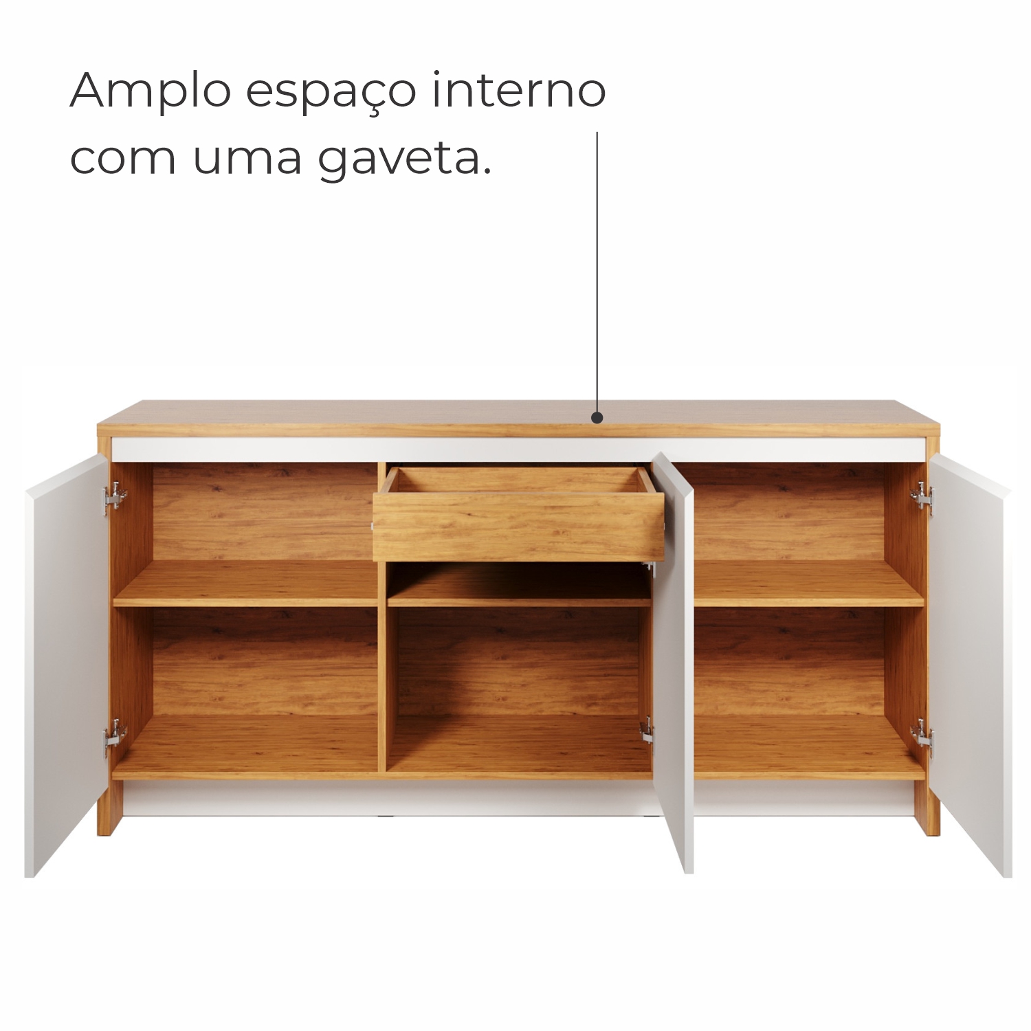 Buffet Aparador Sírio 3 Portas Babus - Cedro / Off White