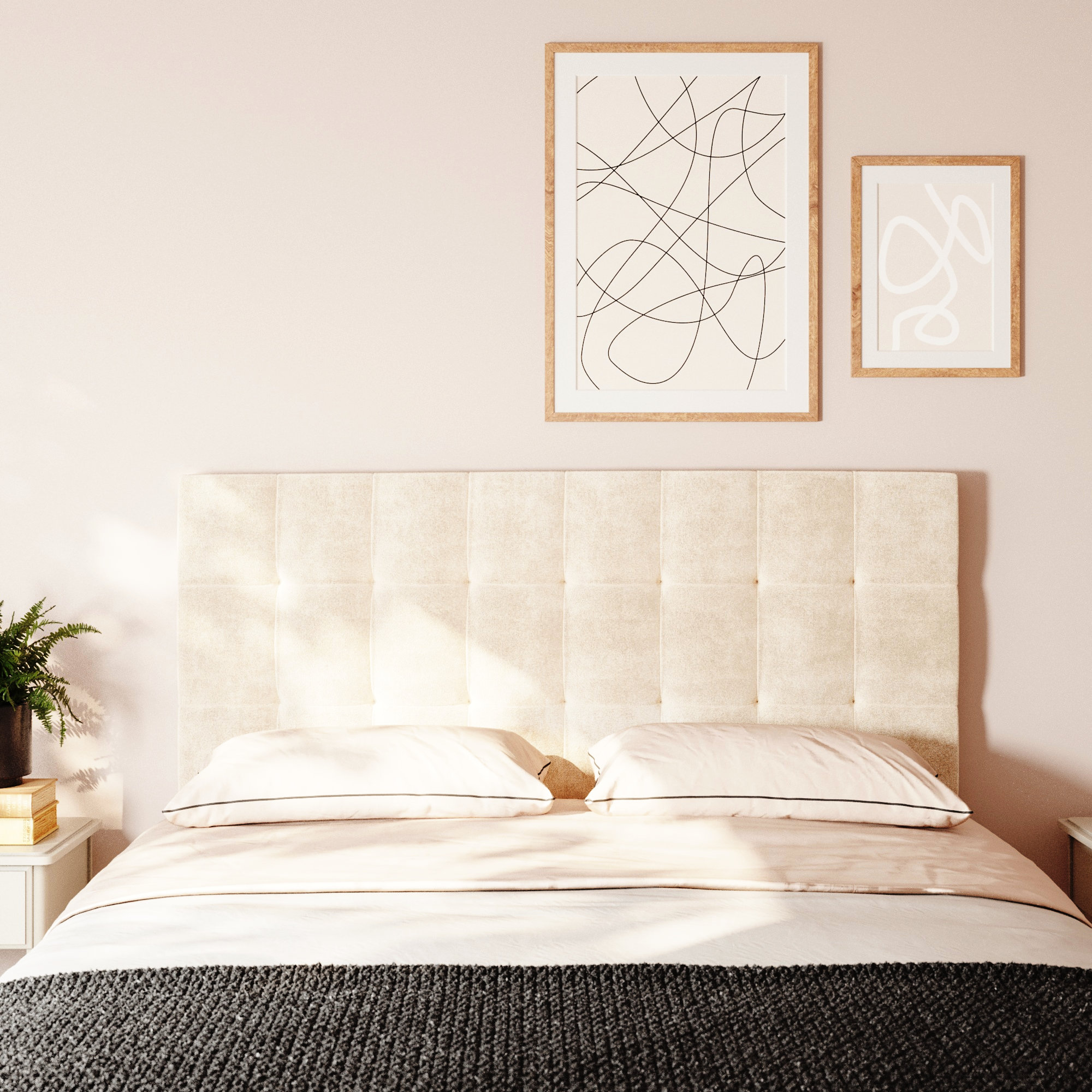 Cabeceira Para Cama Box Nala Babus Queen Estofadas em linho