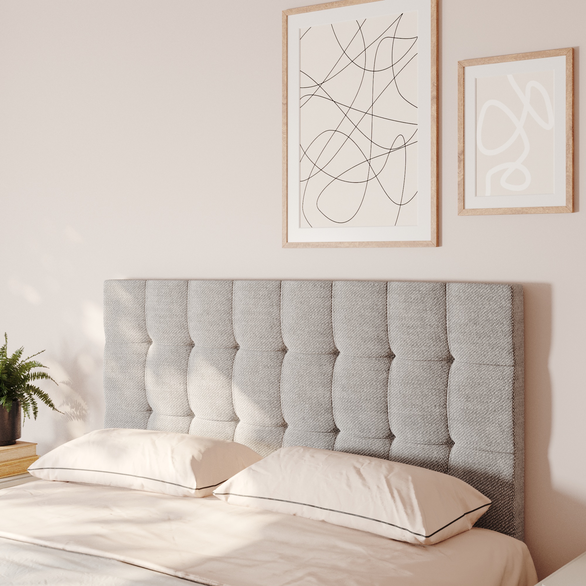 Cabeceira Para Cama Box Nala Babus Queen Estofadas em linho