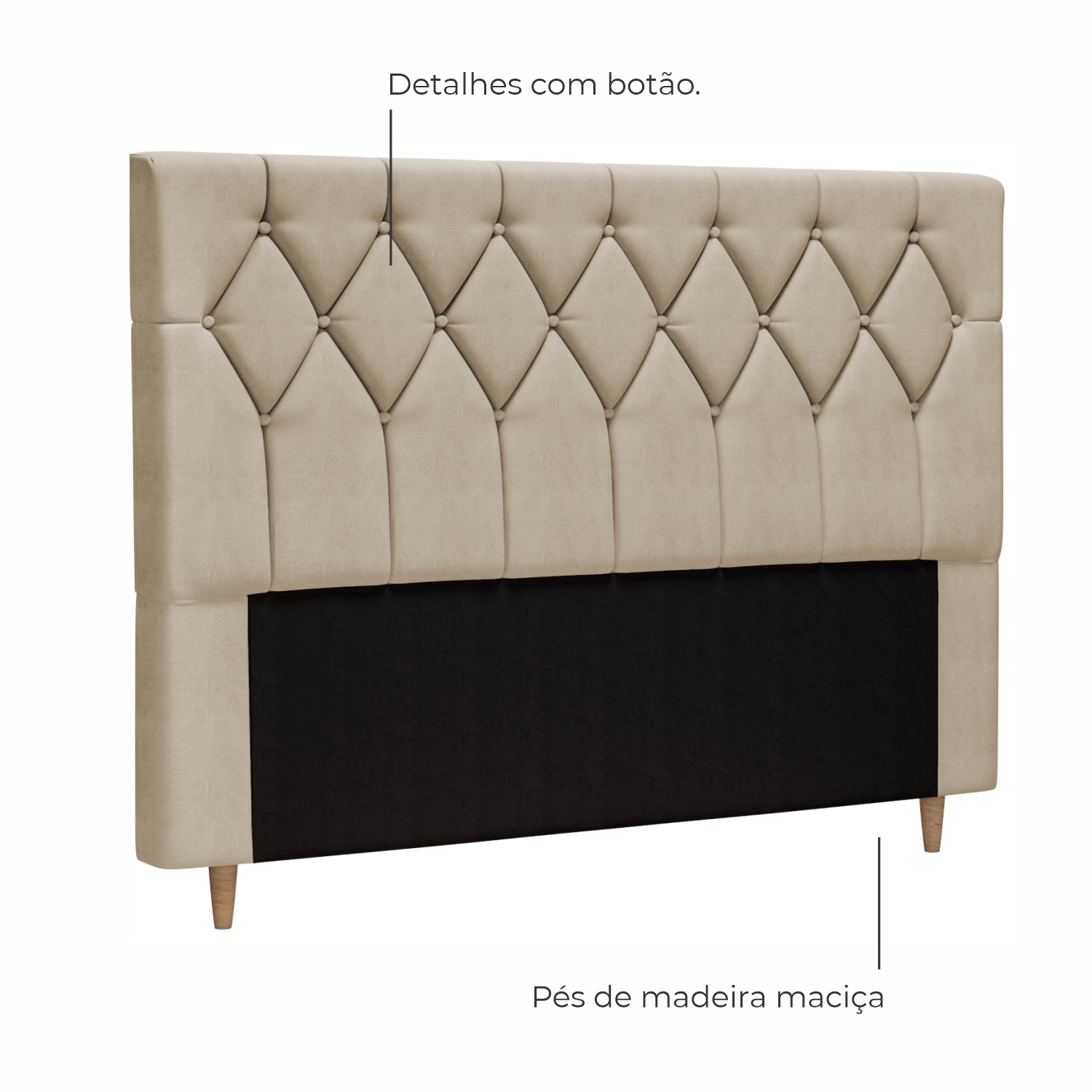 Cabeceira de Cama Queen Estofada Delphi Em Voluplus - Bege