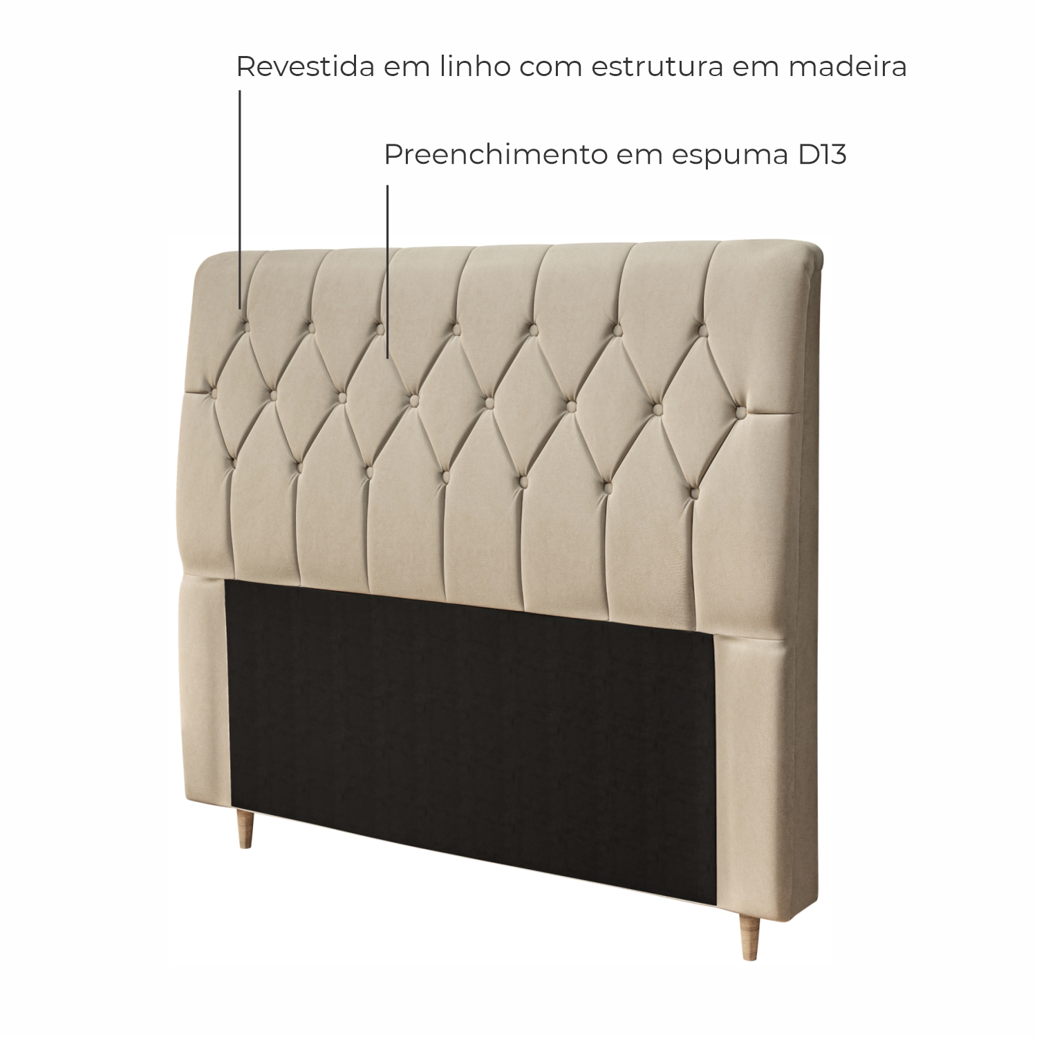 Cabeceira de Casal Estofada Corfu Em Voluplus - Bege