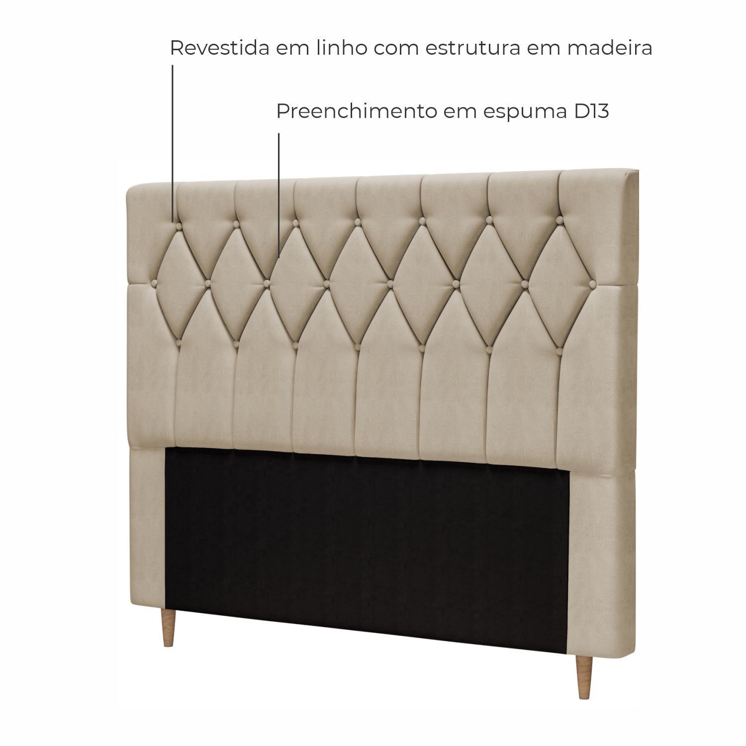 Cabeceira de Casal Estofada Delphi Em Voluplus - Bege