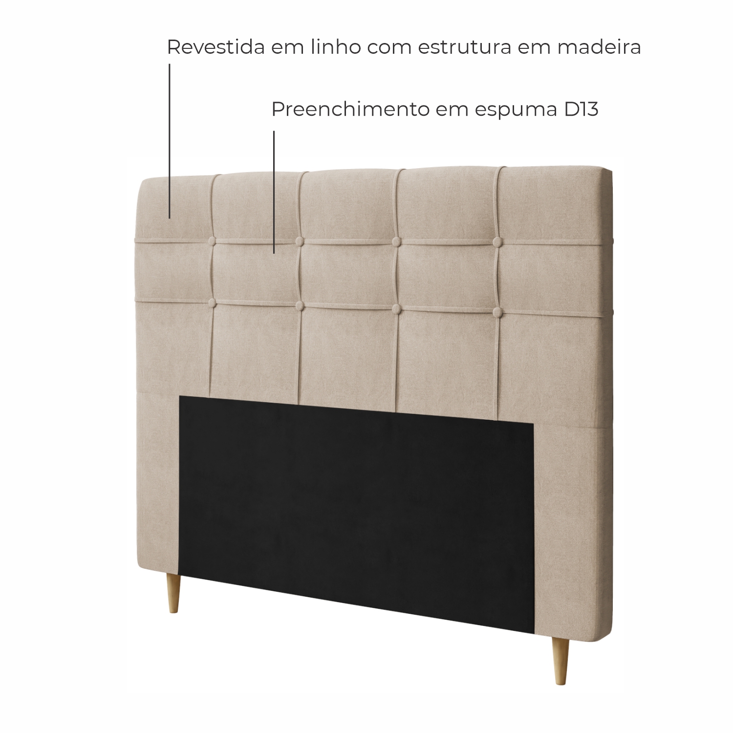 Cabeceira de Casal Estofada Santorini Em Voluplus - Bege