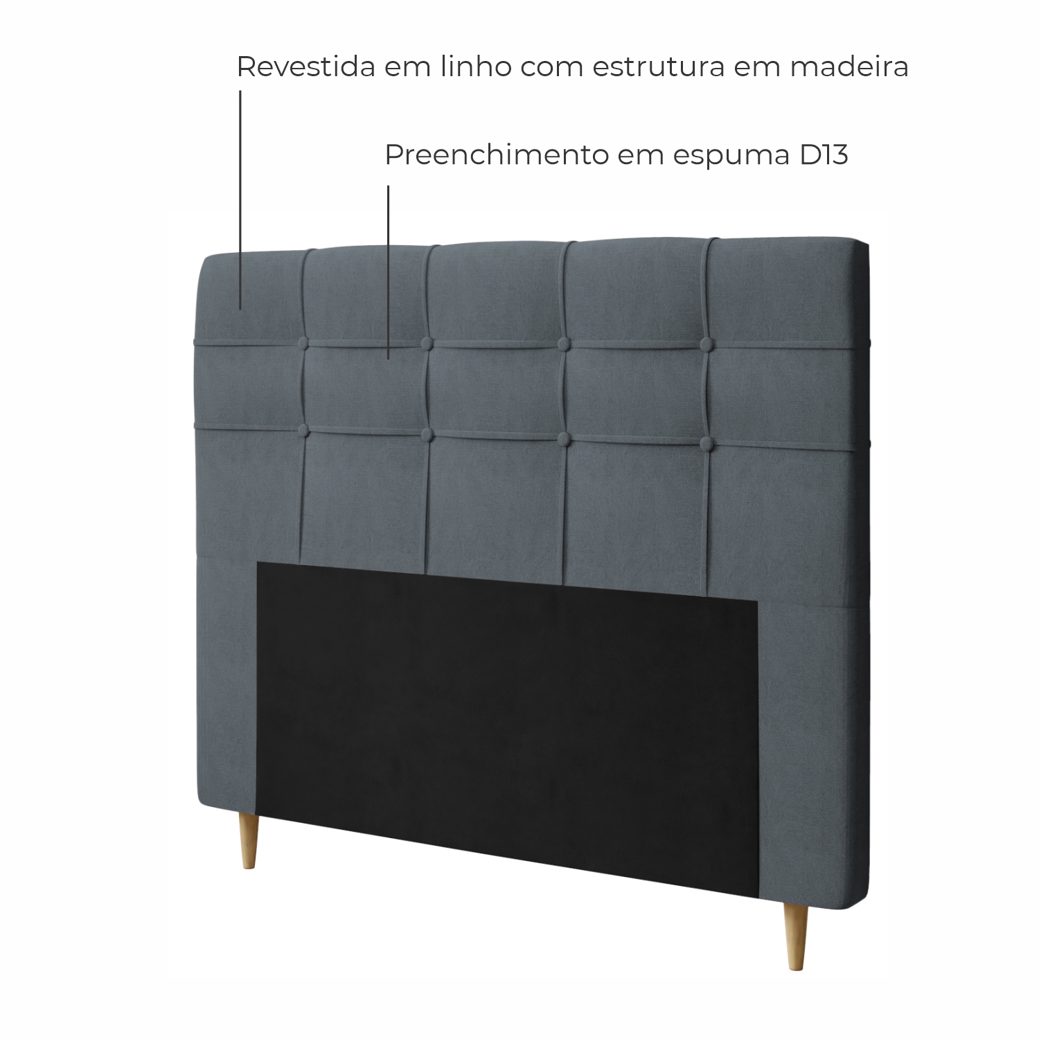 Cabeceira de Casal Estofada Santorini Em Voluplus - Grafite