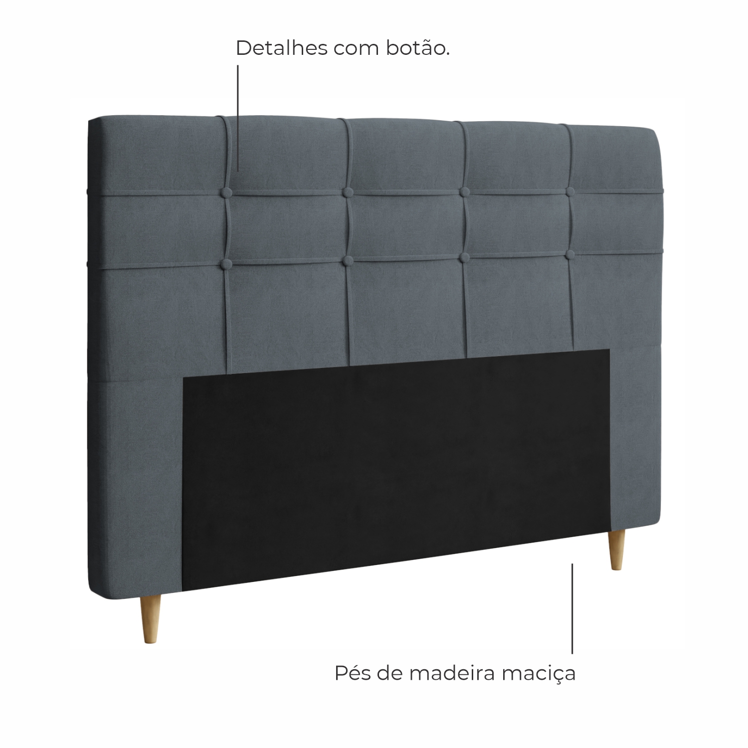 Cabeceira de Casal Estofada Santorini Em Voluplus - Grafite