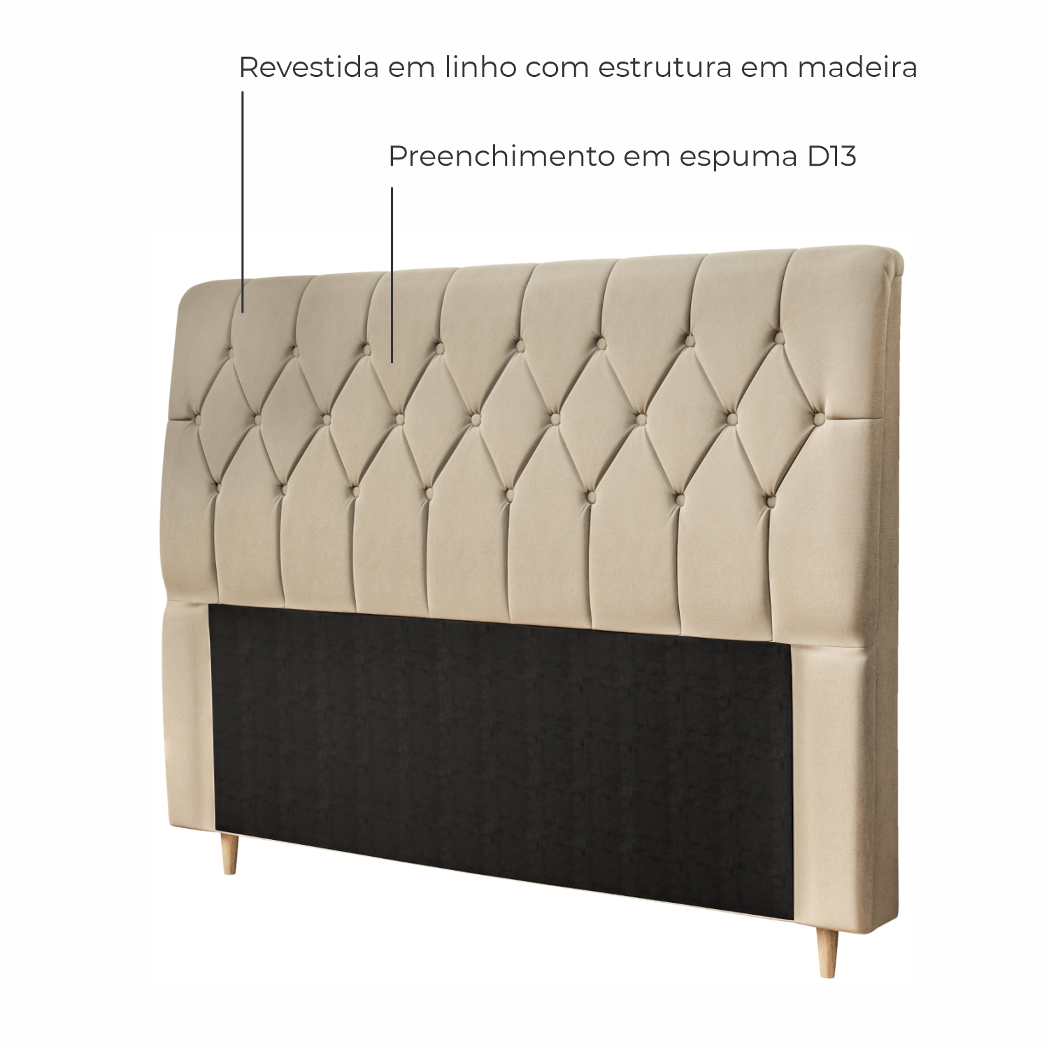 Cabeceira de Queen Estofada Corfu Em Voluplus - Bege
