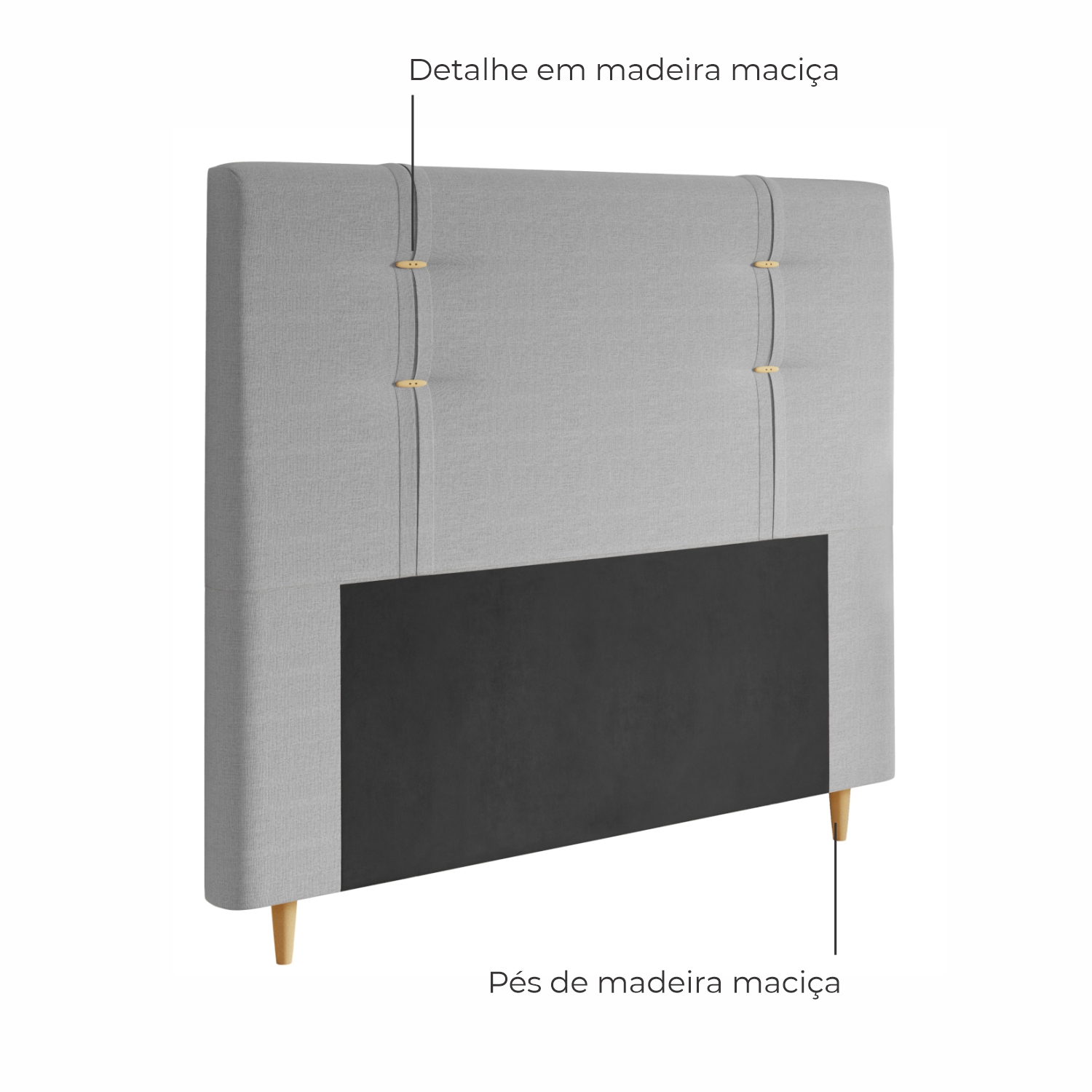 Cabeceira de Queen Estofada Rodes Em Linho - Neblina
