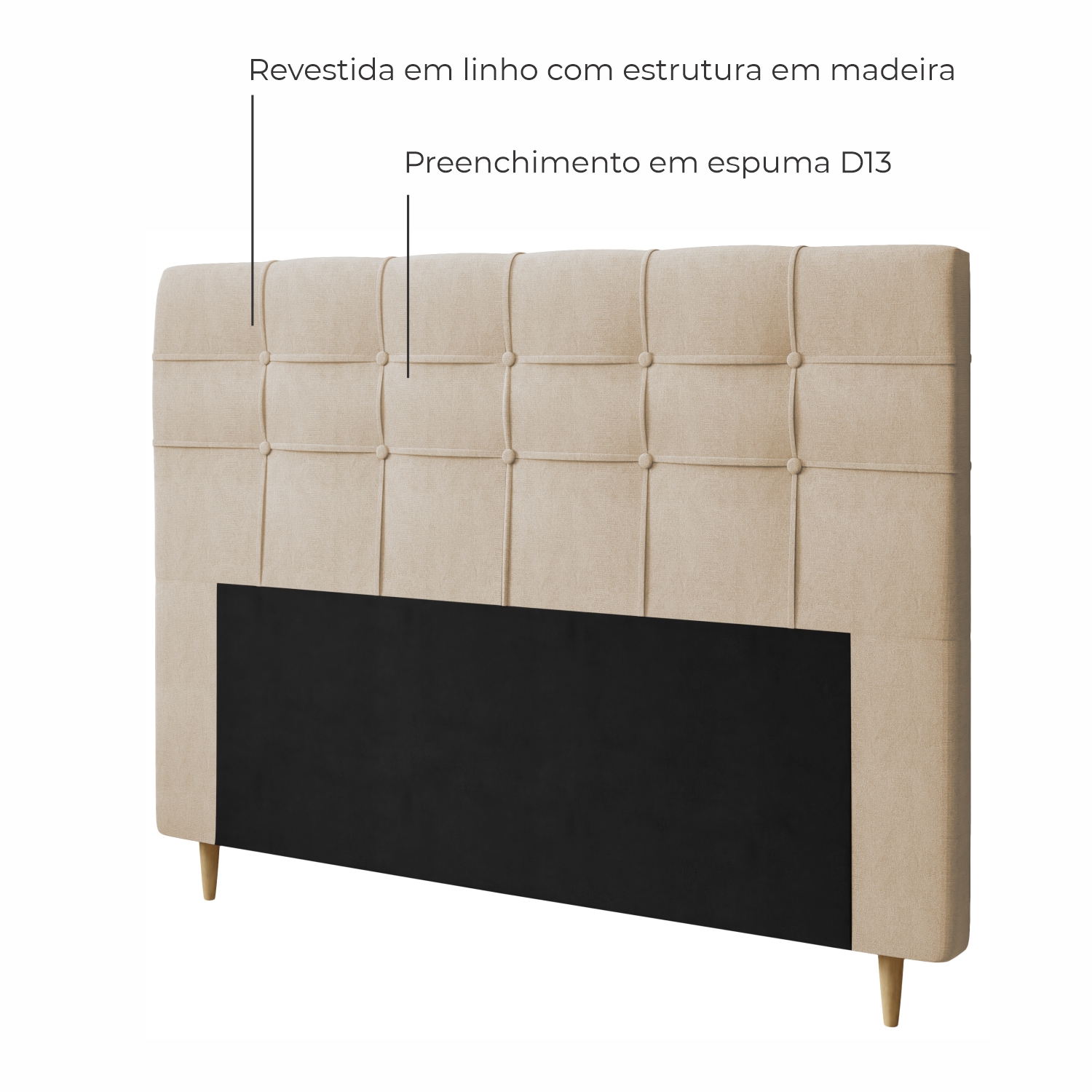 Cabeceira de Queen Estofada Santorini Em Voluplus - Bege