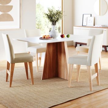 Conjunto Sala de Jantar 4 Lugares Mesa Lune e Cadeira Ane Babus