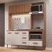 Cozinha Compacta Celine 4 Portas 3 Gavetas Ripado Freijó/off White - J Carvalho Marrom