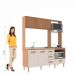 Cozinha Compacta Celine 4 Portas 3 Gavetas Ripado Freijó/off White - J Carvalho Marrom