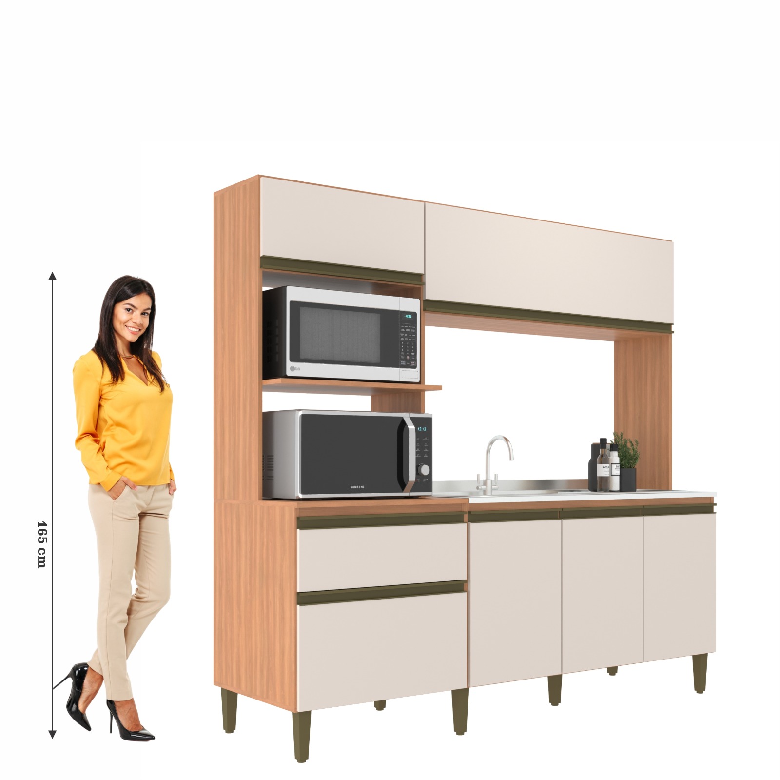 Cozinha Compacta J Carvalho Vitoria New 6 Portas 1 Gaveta Freijó/off White Marrom