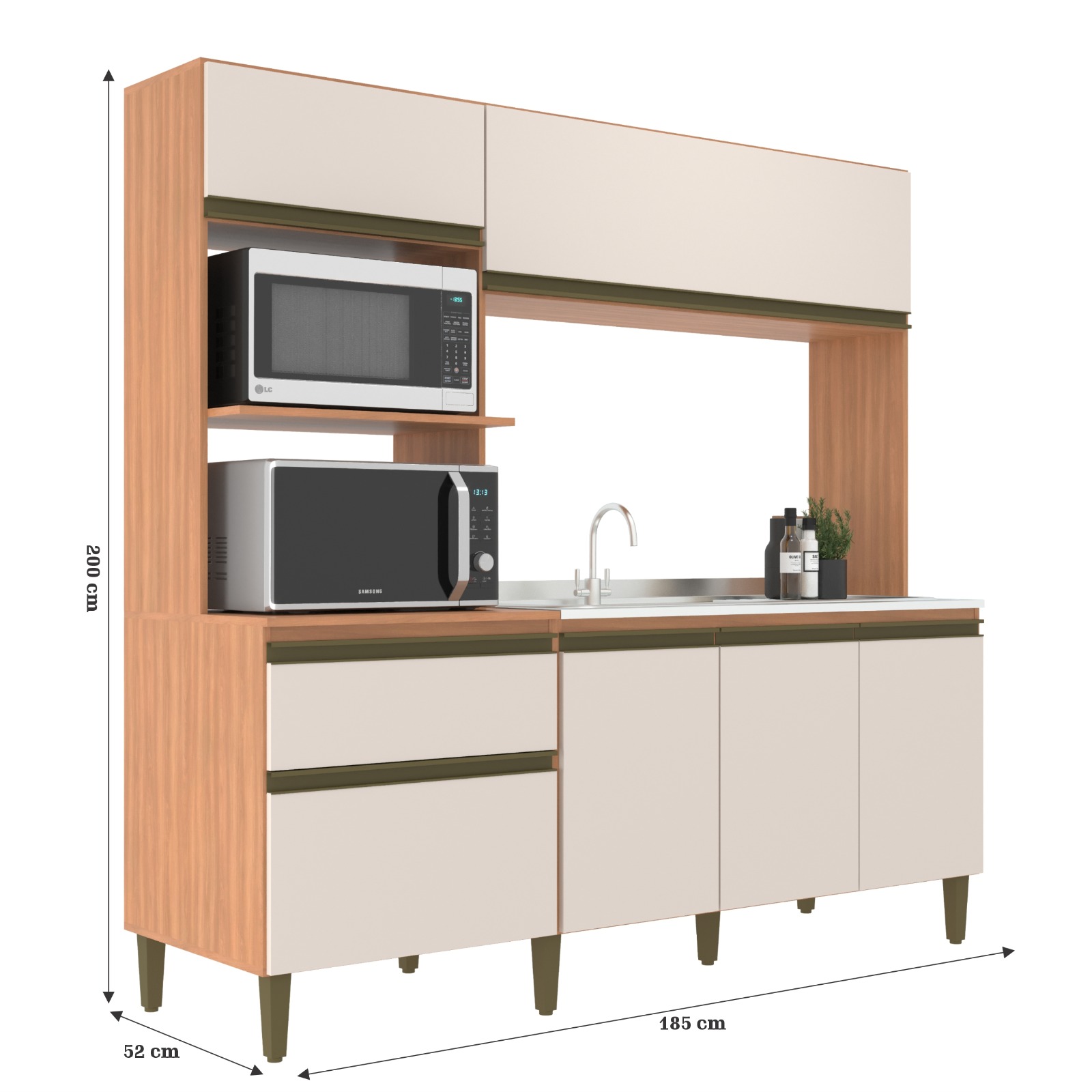 Cozinha Compacta J Carvalho Vitoria New 6 Portas 1 Gaveta Freijó/off White Marrom