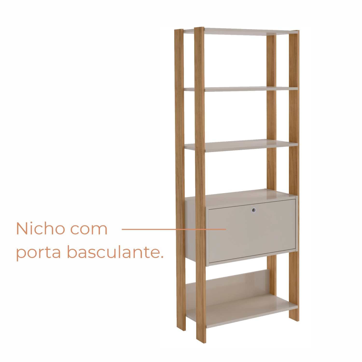 Estante Argo com 1 Porta e 5 Prateleiras
