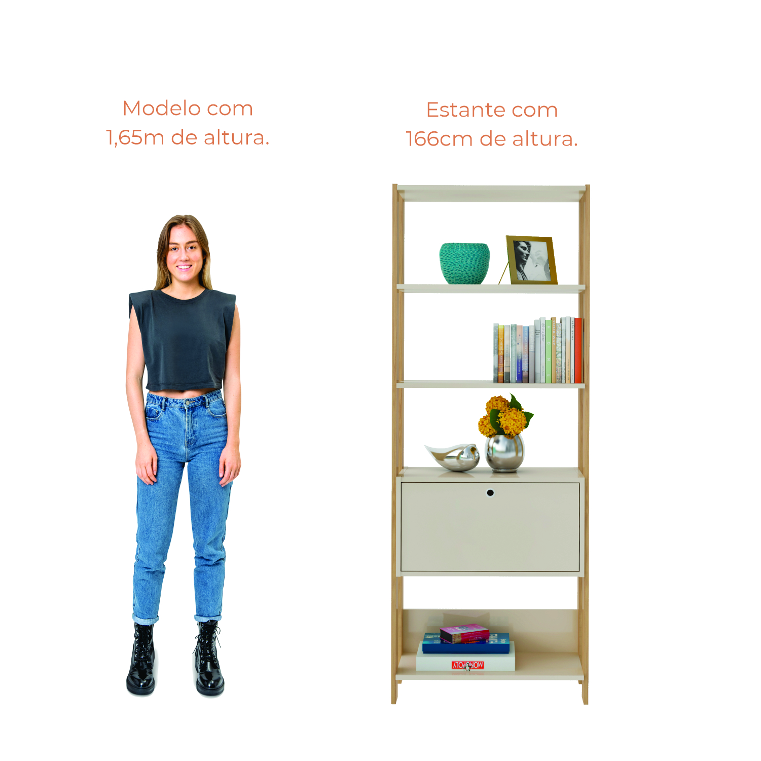 Estante Argo com 1 Porta e 5 Prateleiras