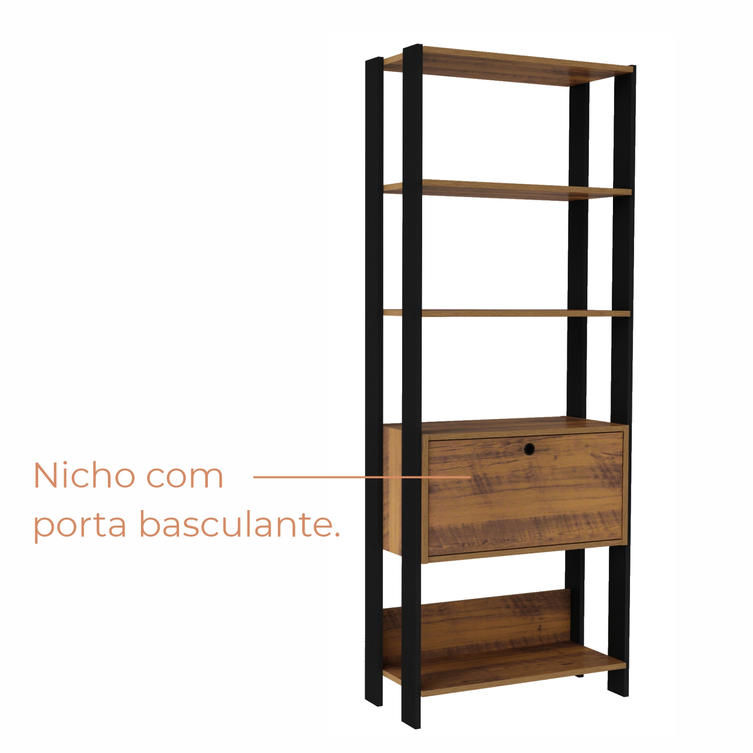 Estante Argo com 1 Porta e 5 Prateleiras