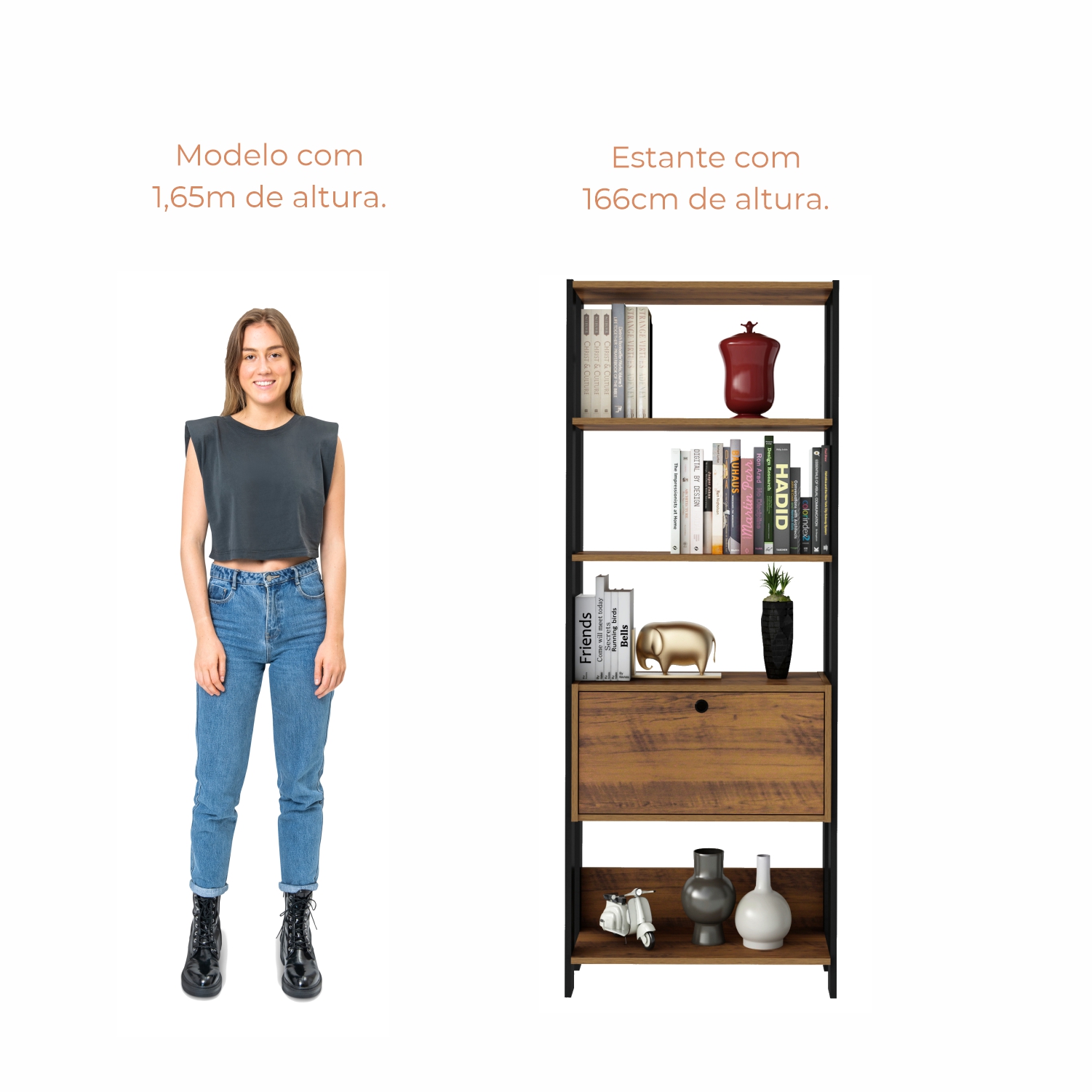 Estante Argo com 1 Porta e 5 Prateleiras