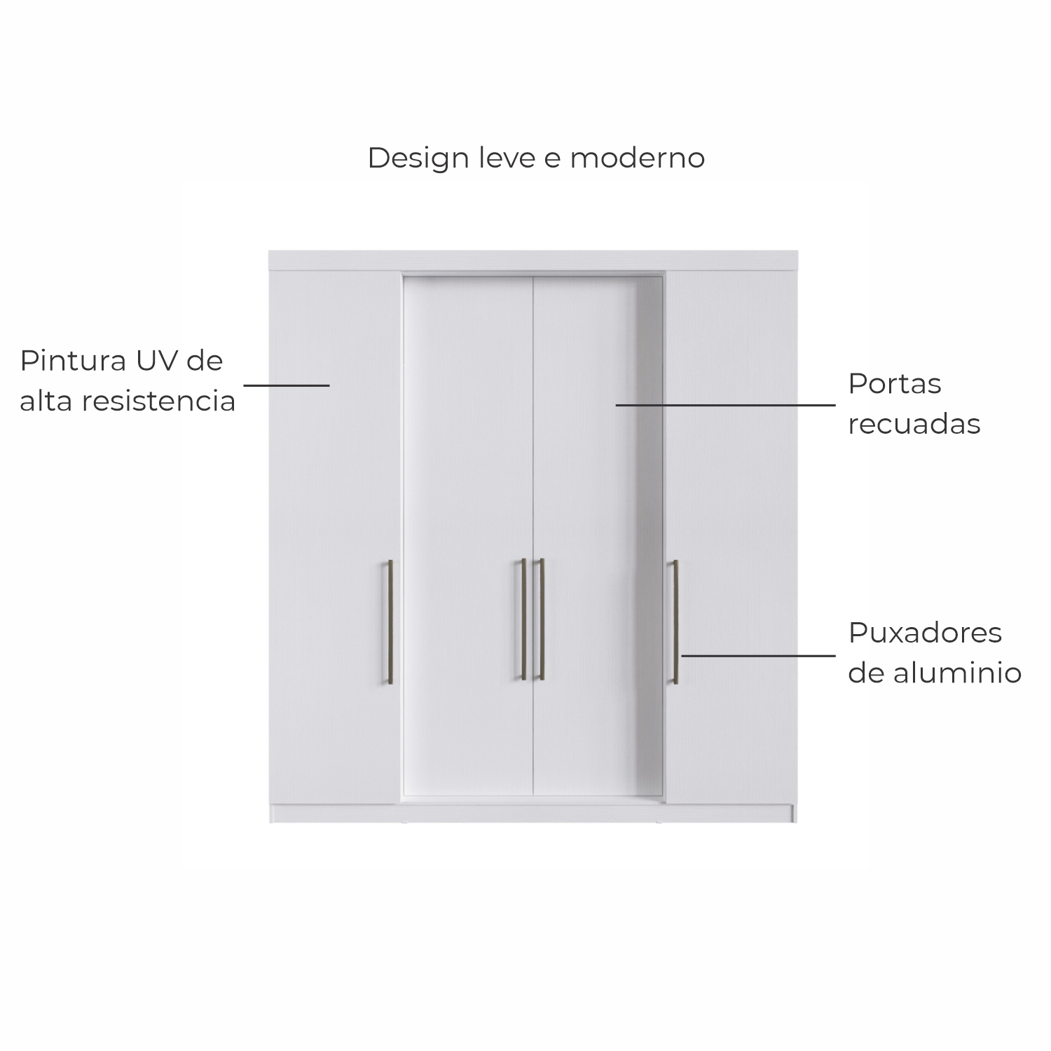 Guarda Roupa Casal Genova 4 Pt. 4 Gav. 1,80m Branco