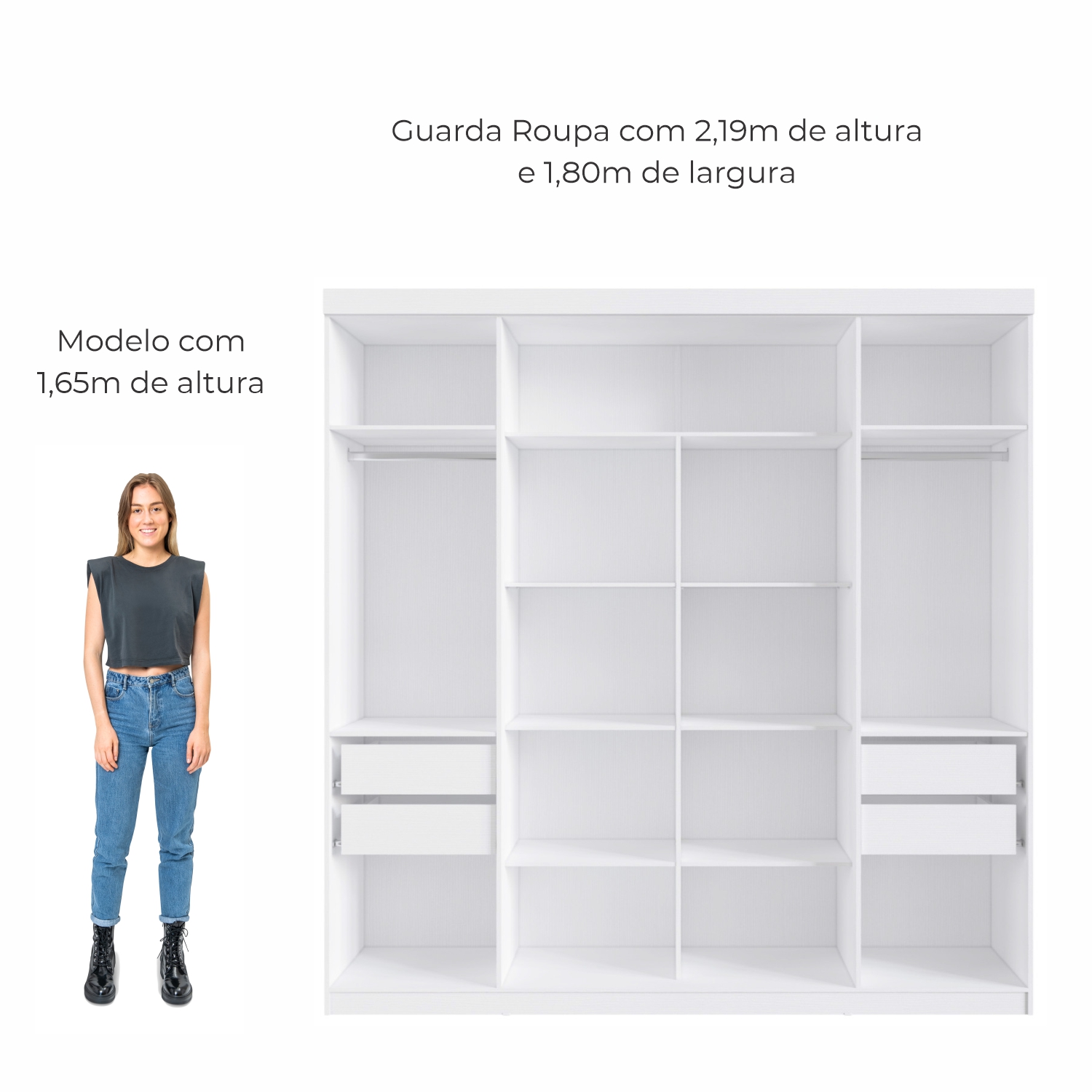 Guarda Roupa Casal Genova 4 Pt. 4 Gav. 1,80m Branco