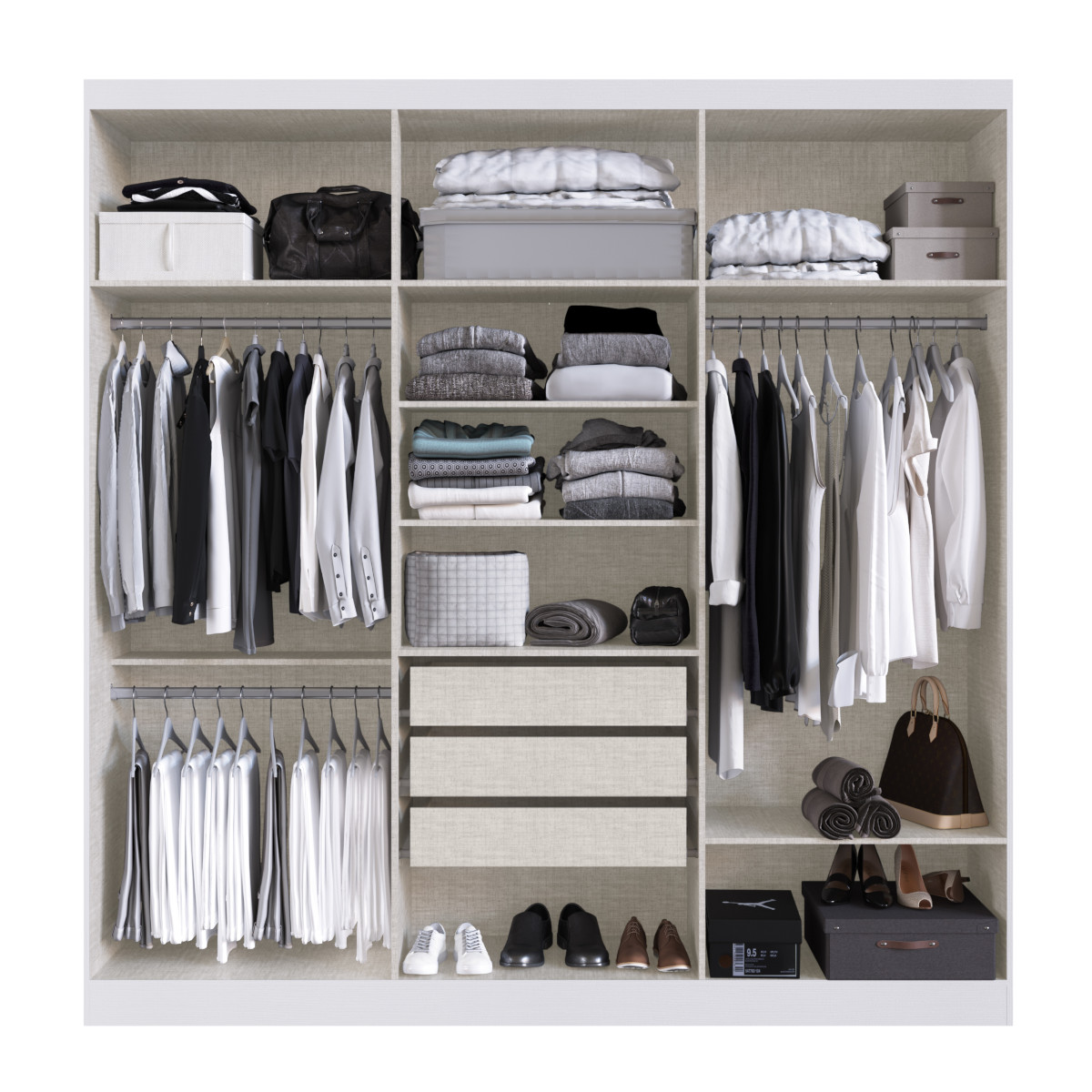Guarda Roupas de Casal Mendoza 6 Portas 3 Gavetas - Branco