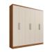 Guarda Roupas de Casal Mendoza 6 Portas 3 Gavetas - Nogueira / Off White