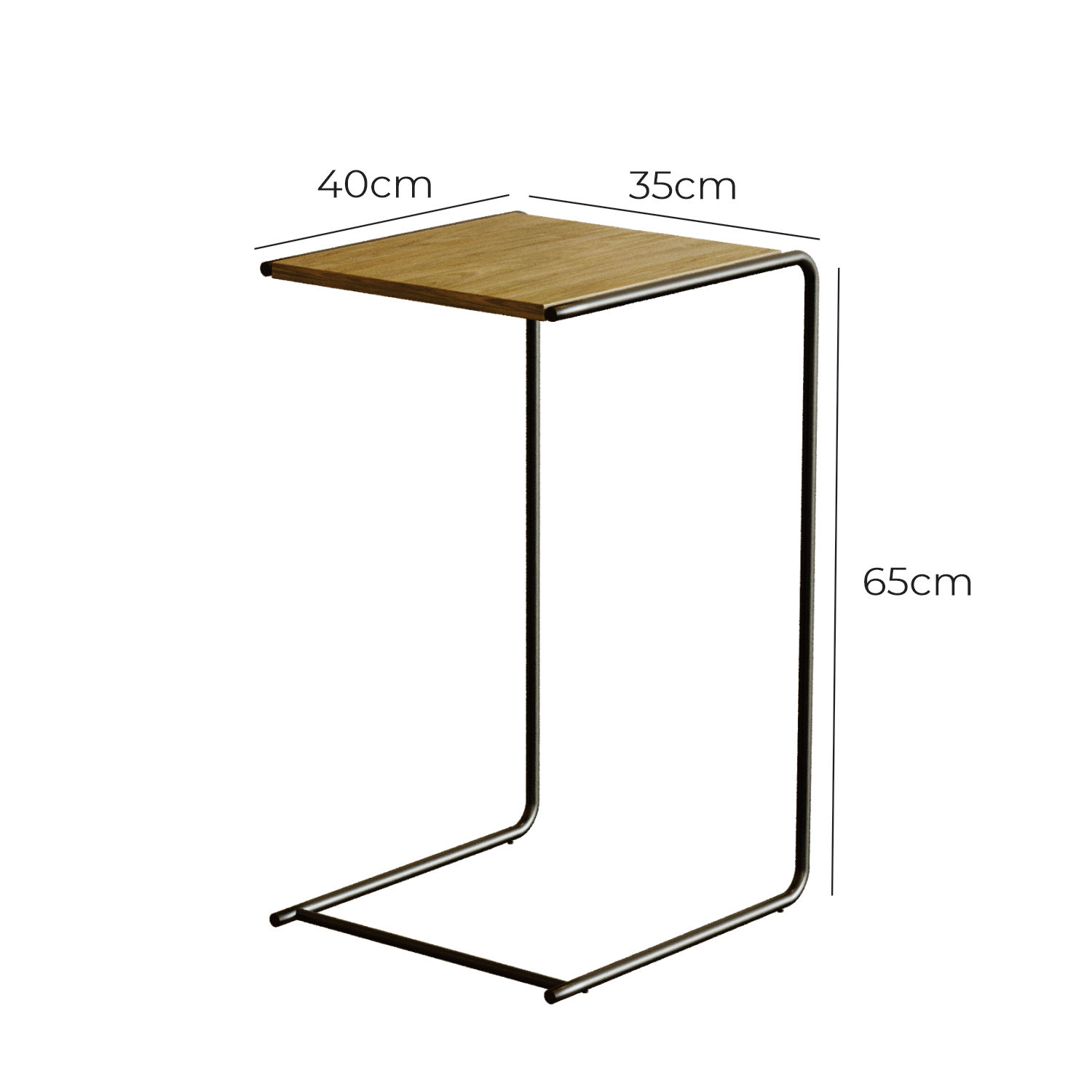 Mesa Lateral Steel Babus com Encaixe para Sofá - Freijó e Preto