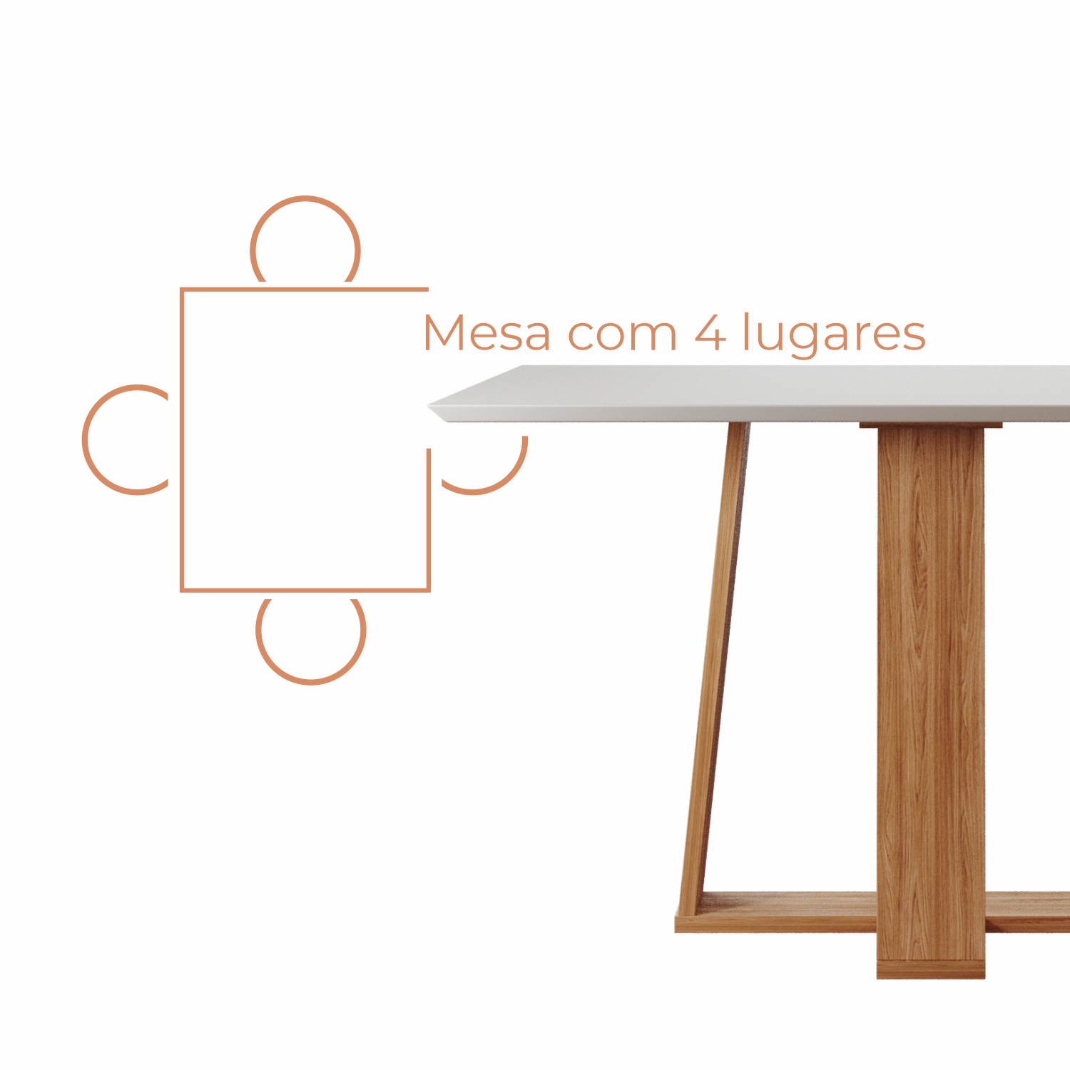 Mesa de Jantar Bahê 4 Lugares Quadrada
