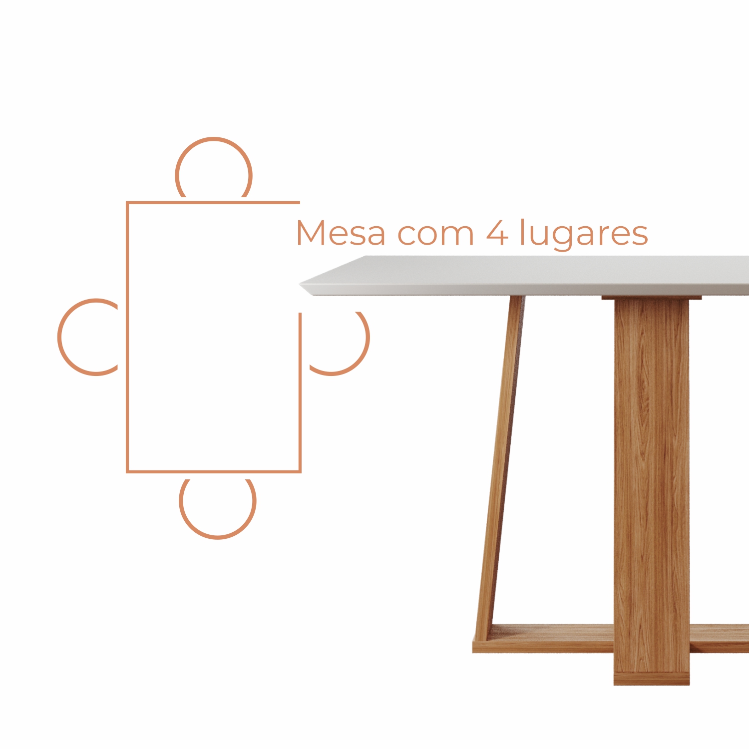 Mesa de Jantar Bahê 4 Lugares Retangular