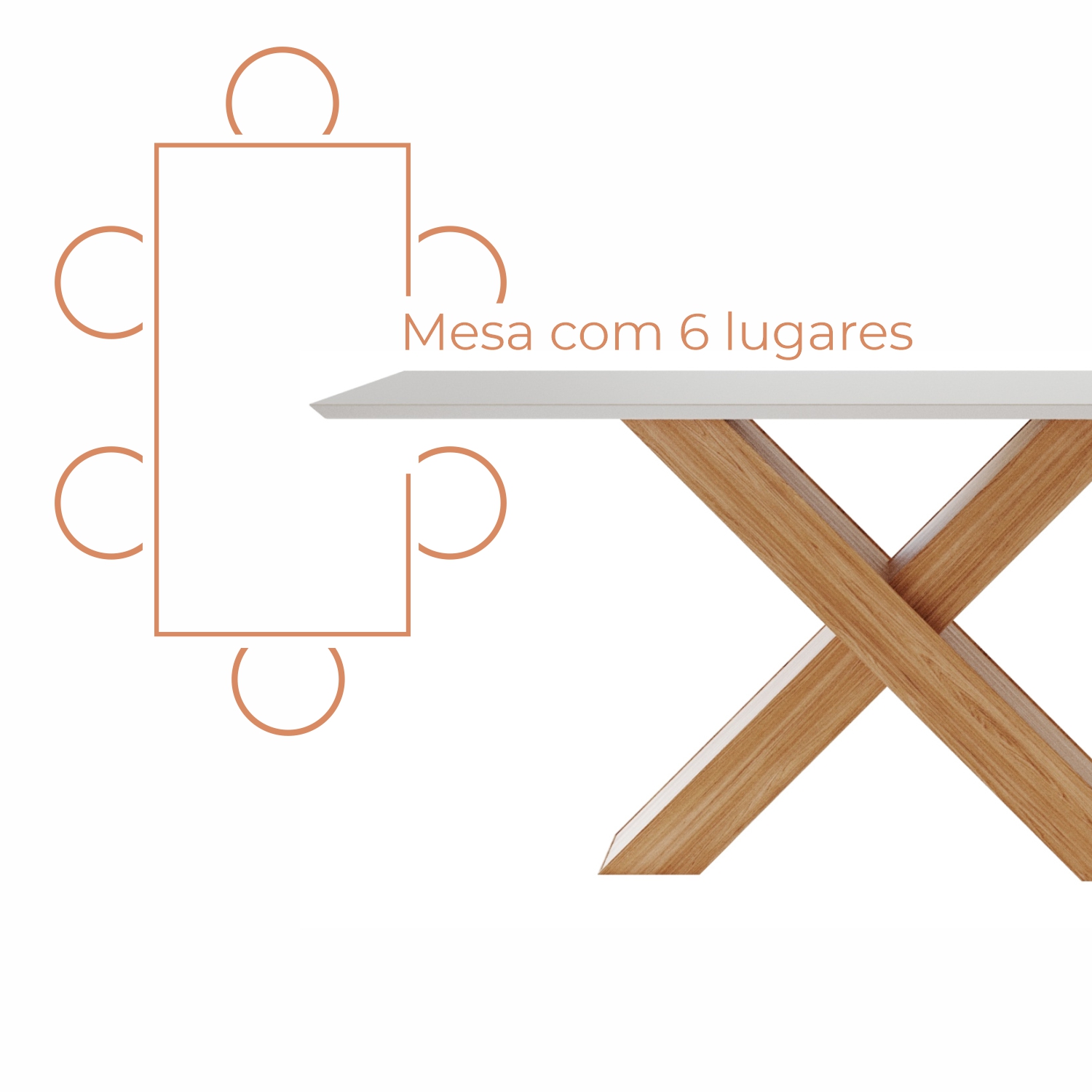 Mesa de Jantar Nea 6 Lugares 160 Babus