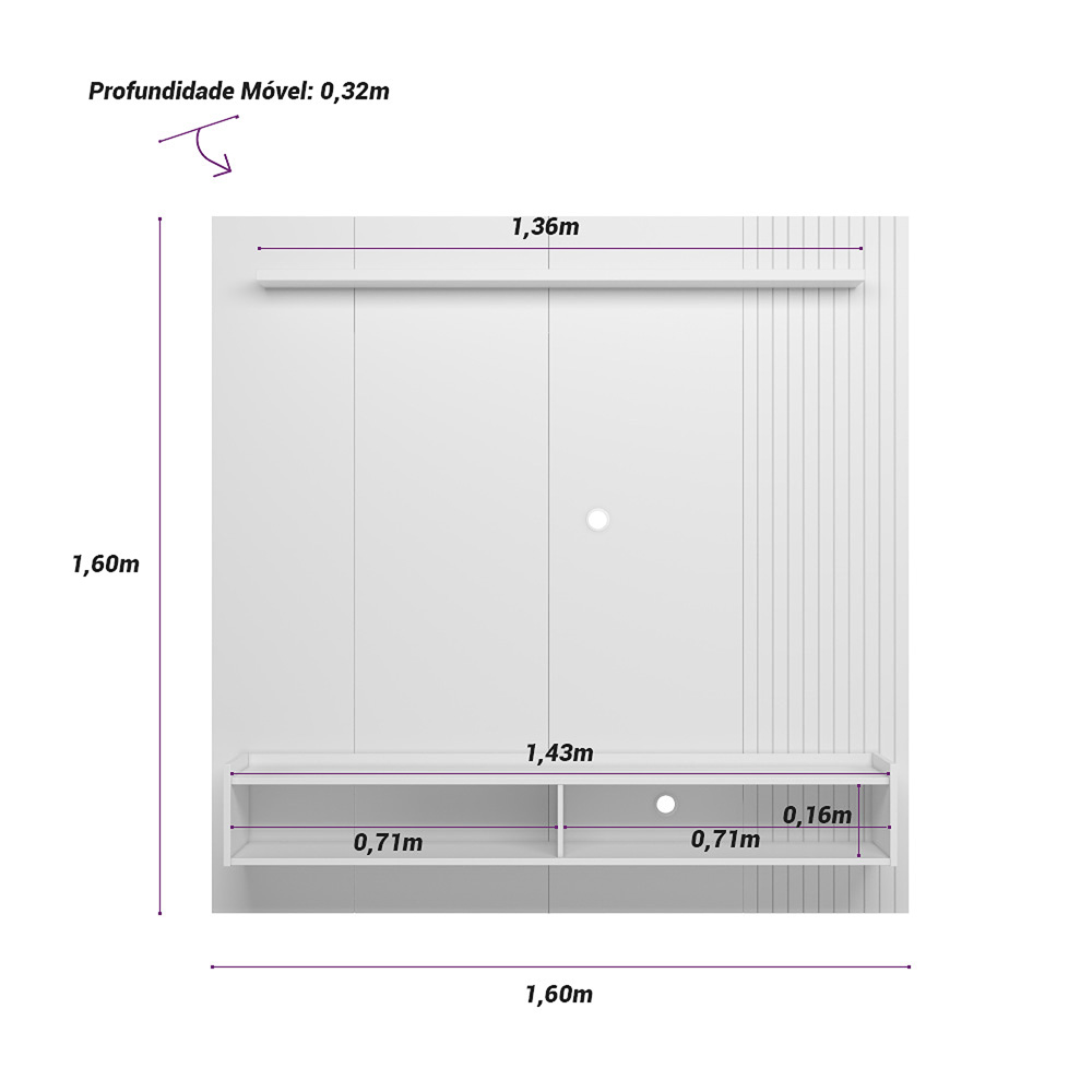 Painel Home de TV até 65 Polegadas Praga - nature / off white