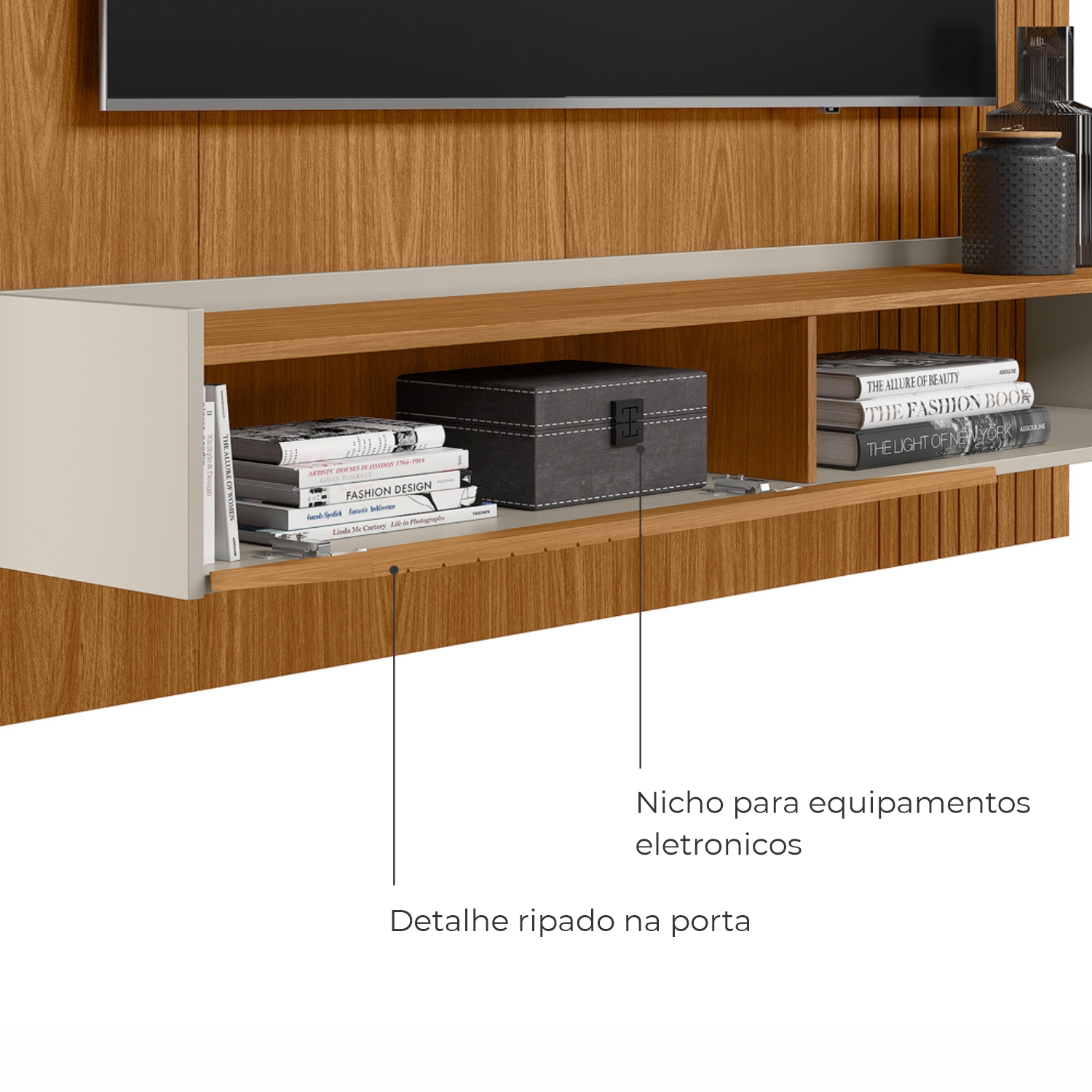Painel Home de TV até 65 Polegadas Praga - nature / off white