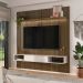 Painel Ripado Até 75 Polegadas Com Led 1 Porta 2 Nichos E Prateleira Belluno Artely Pinho/Off White