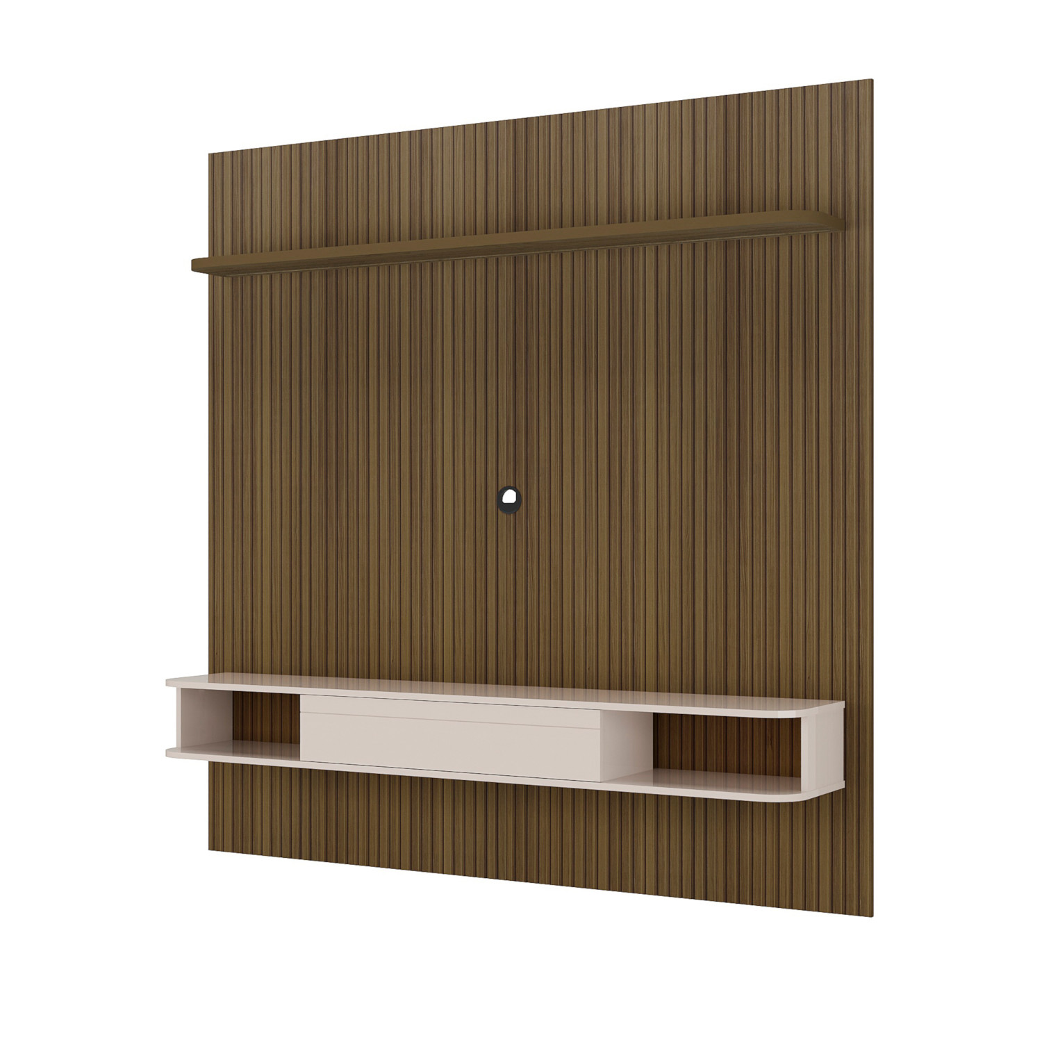 Painel Ripado Até 75 Polegadas Com Led 1 Porta 2 Nichos E Prateleira Belluno Artely Pinho/Off White