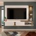 Painel Toronto Para TVs até 72 Pol. Cor Off White / Pinho Ripado