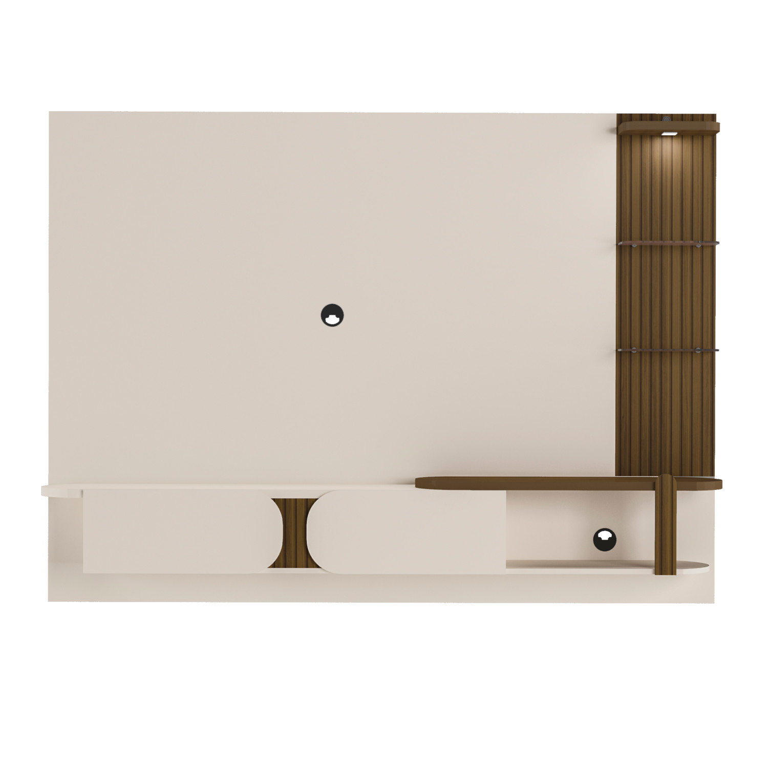Painel Toronto Para TVs até 72 Pol. Cor Off White / Pinho Ripado