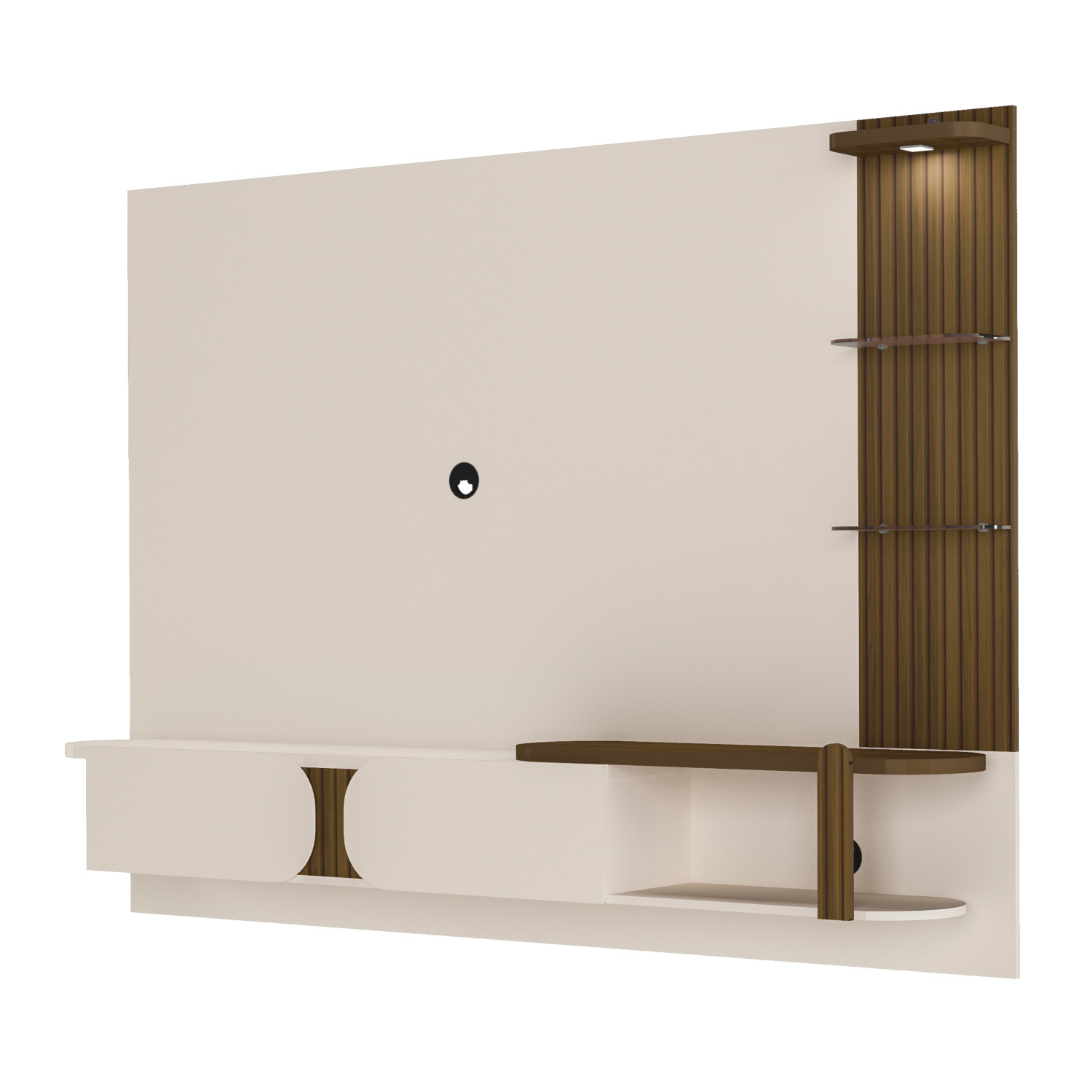 Painel Toronto Para TVs até 72 Pol. Cor Off White / Pinho Ripado