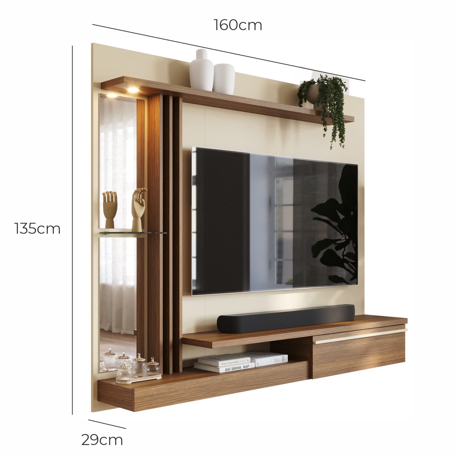 Painel Tv 55 Babus Petra Moderno 5 Prateleiras Off White
