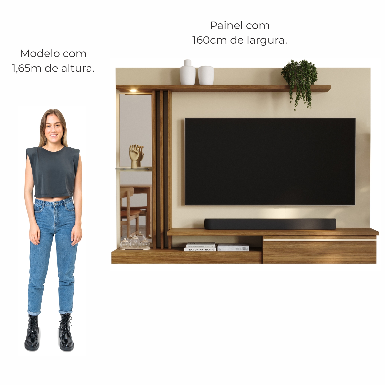 Painel Tv 55 Babus Petra Moderno 5 Prateleiras Off White