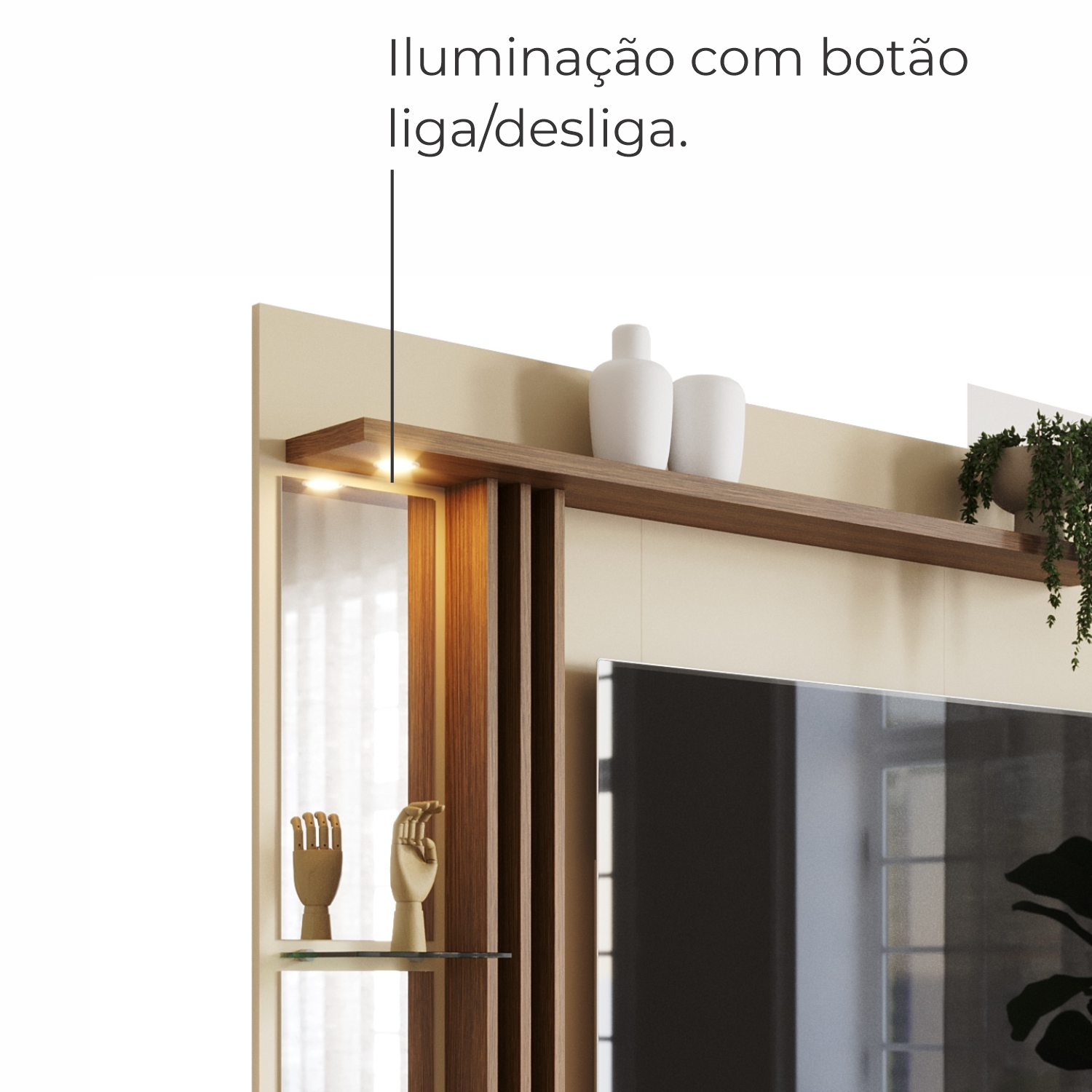 Painel Tv 55 Babus Petra Moderno 5 Prateleiras Off White