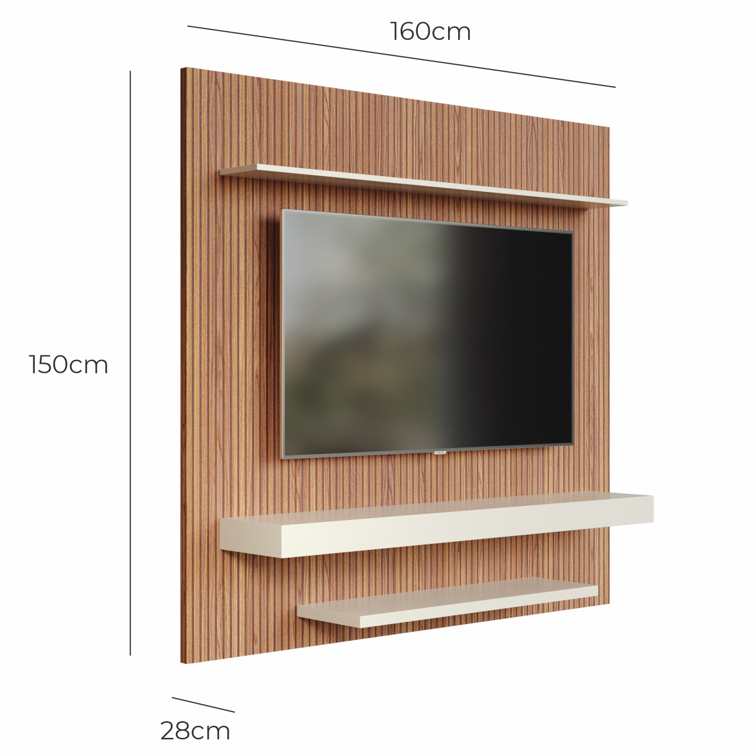 Painel de TV Até 65 Pol. Lírio Babus - Ripado / Off White