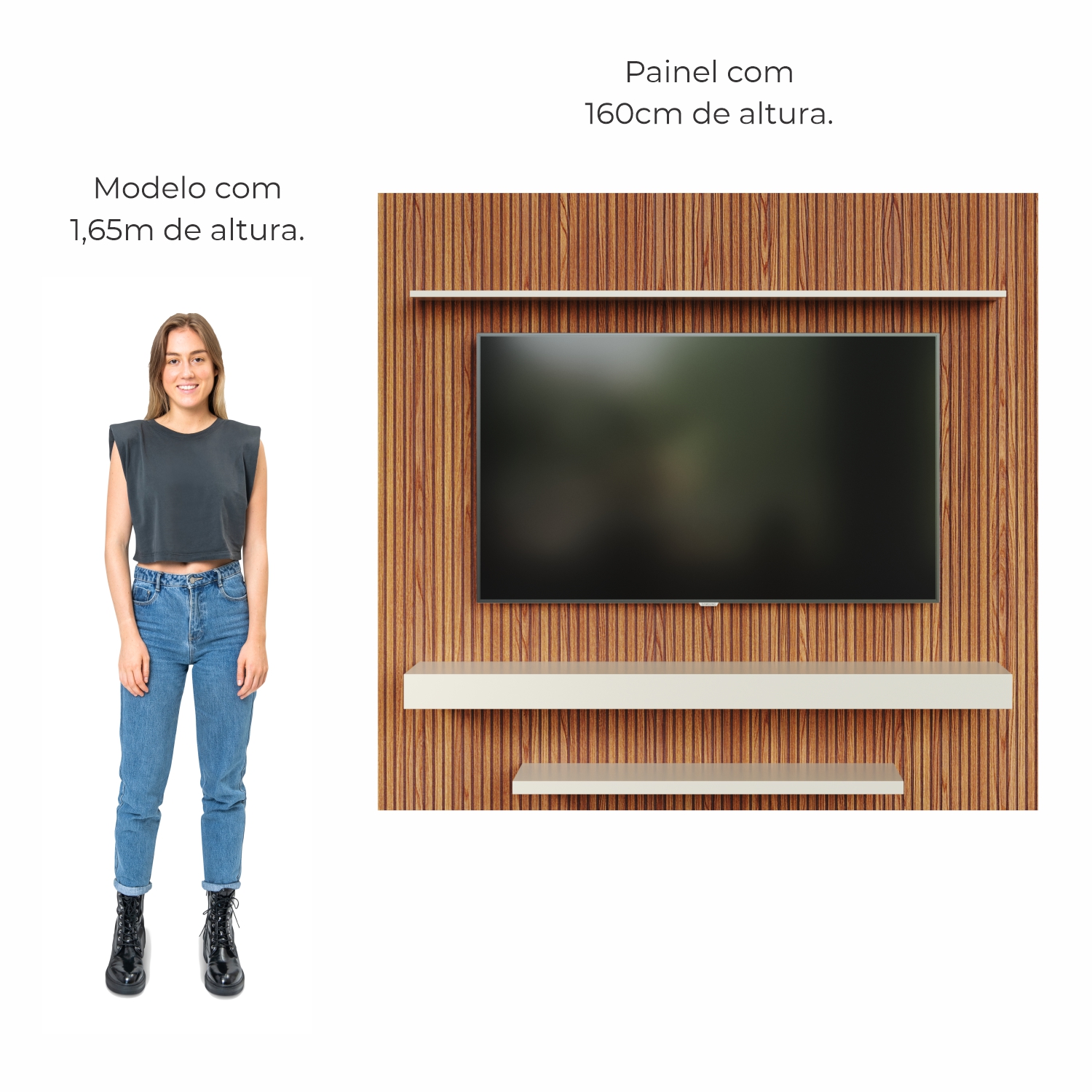 Painel de TV Até 65 Pol. Lírio Babus - Ripado / Off White
