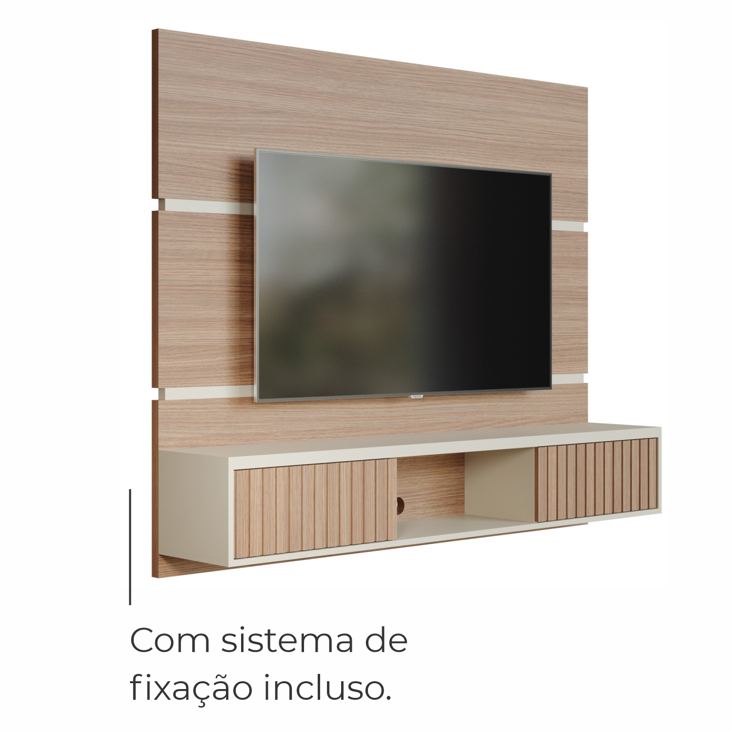 Painel de TV Até 65 Pol. Luna Babus - Cinamomo / Off White