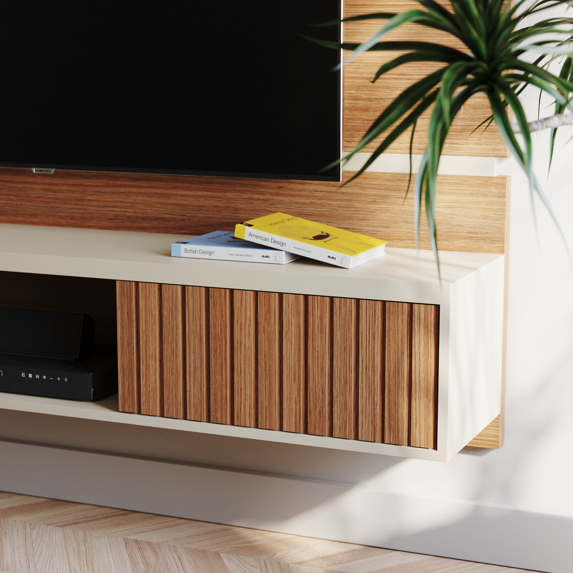 Painel de TV Até 65 Pol. Luna Babus - Cinamomo / Off White