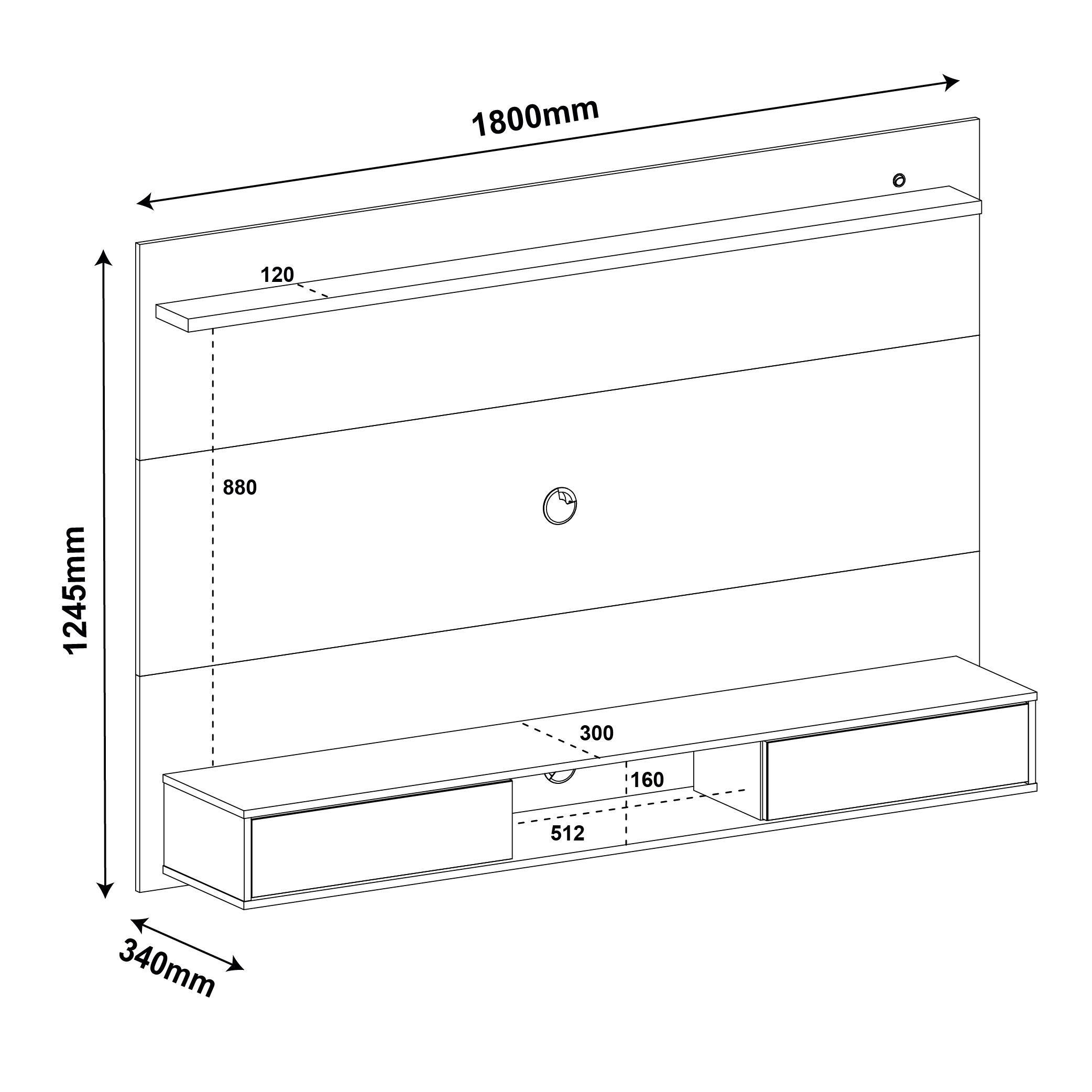 Painel para TV até 47 Polegadas 2 Portas com Espelho e LED Platinum Branco