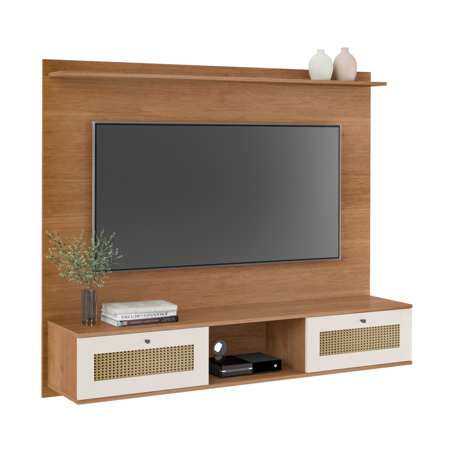 Painel para TV até 75 Polegadas Trama 2 PT Cinamomo e Off White