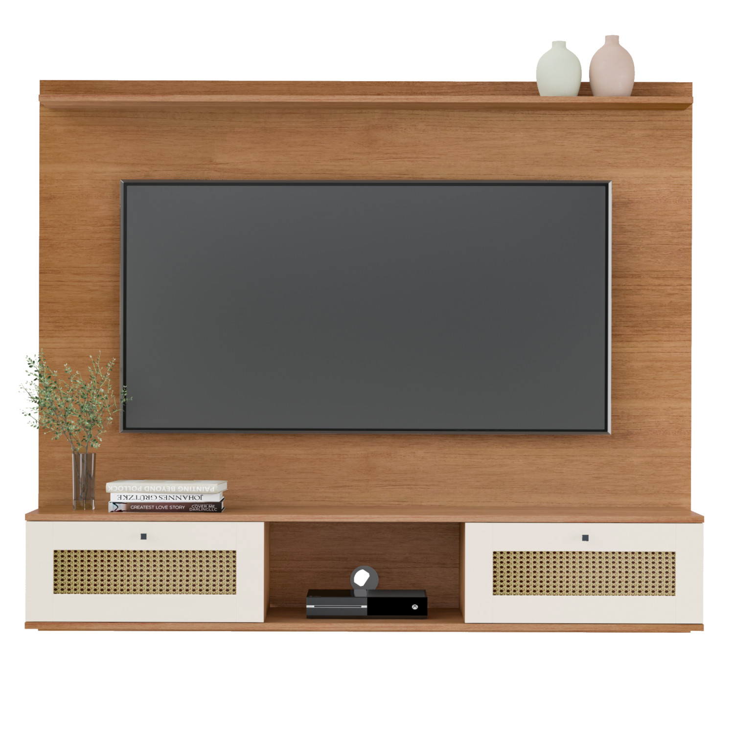 Painel para TV até 75 Polegadas Trama 2 PT Cinamomo e Off White
