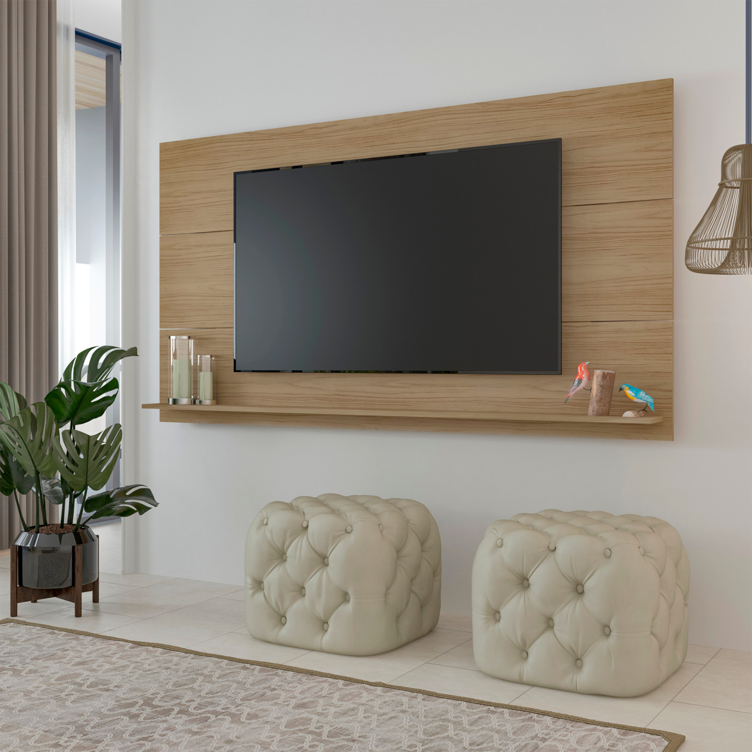 Painel para Tv até 60 Polegadas Slim Carvalho C/ Suporte para Tv - Artely